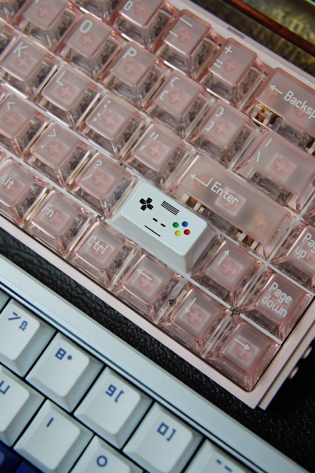 Game boy, game console, handheld device, theme, 1.75U right shift zinc alloy material deep carving+filling color, metal personalized keycaps, creative decorative keycaps.