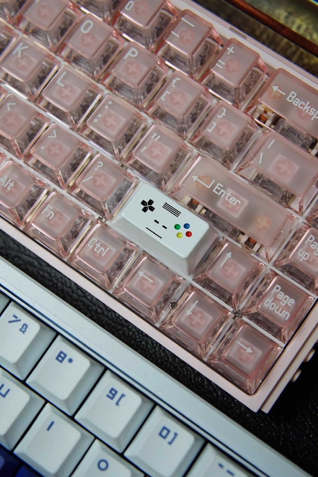 Game boy, game console, handheld device, theme, 1.75U right shift zinc alloy material deep carving+filling color, metal personalized keycaps, creative decorative keycaps.