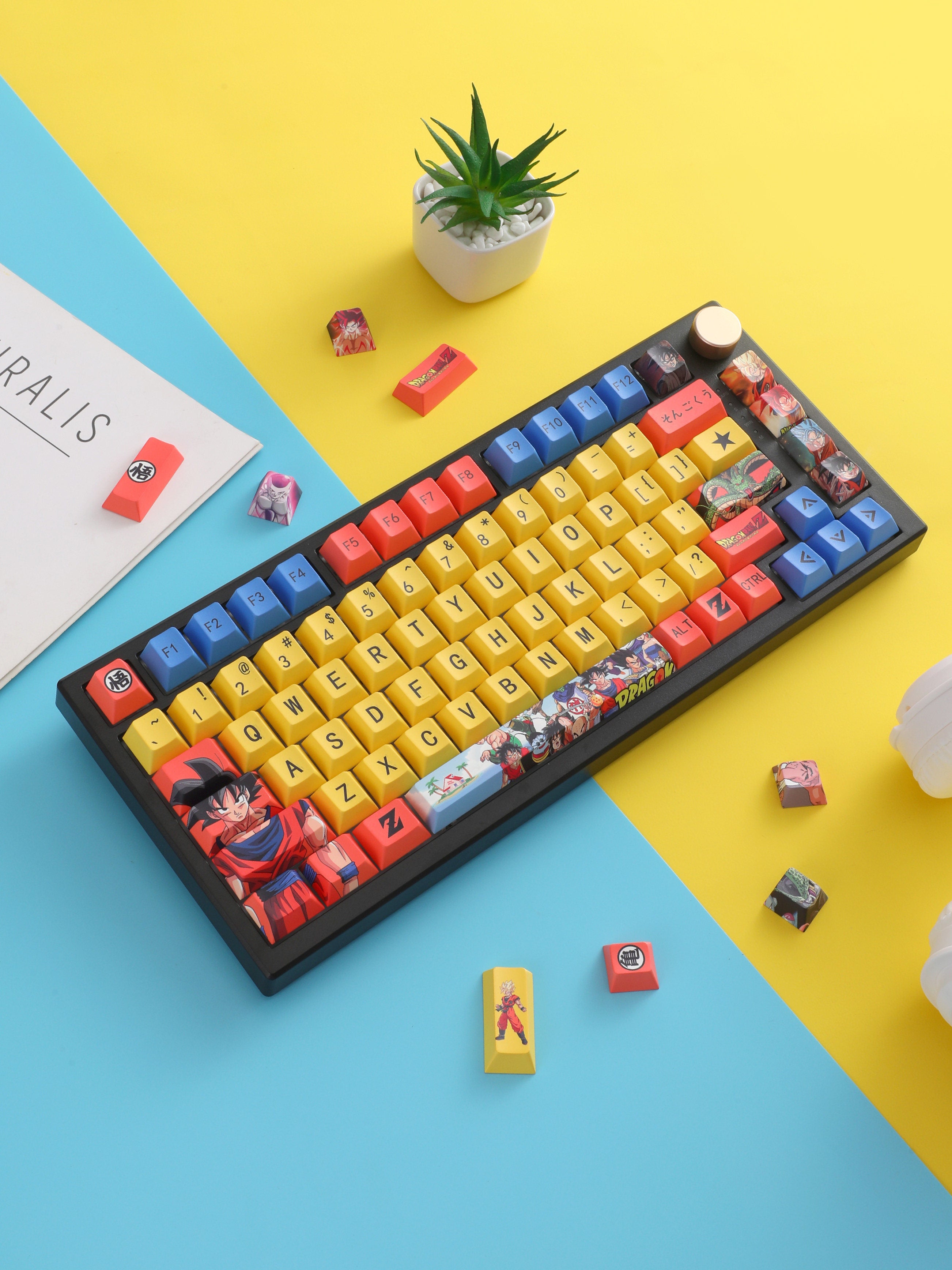 Dragon Ball theme design, PBT material, sublimation, Personalized keycaps, mechanical keyboard decorative keycaps.