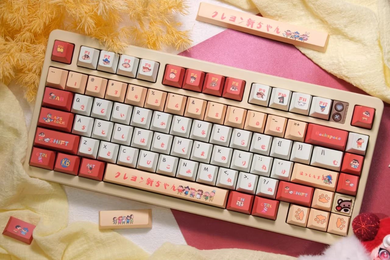 Crayon Shin chan Theme Design Set Keycaps custom set personalized keycap series, PBT material, compatible with 61/64/68/75/84/87/104 mechanical keyboard keycap set