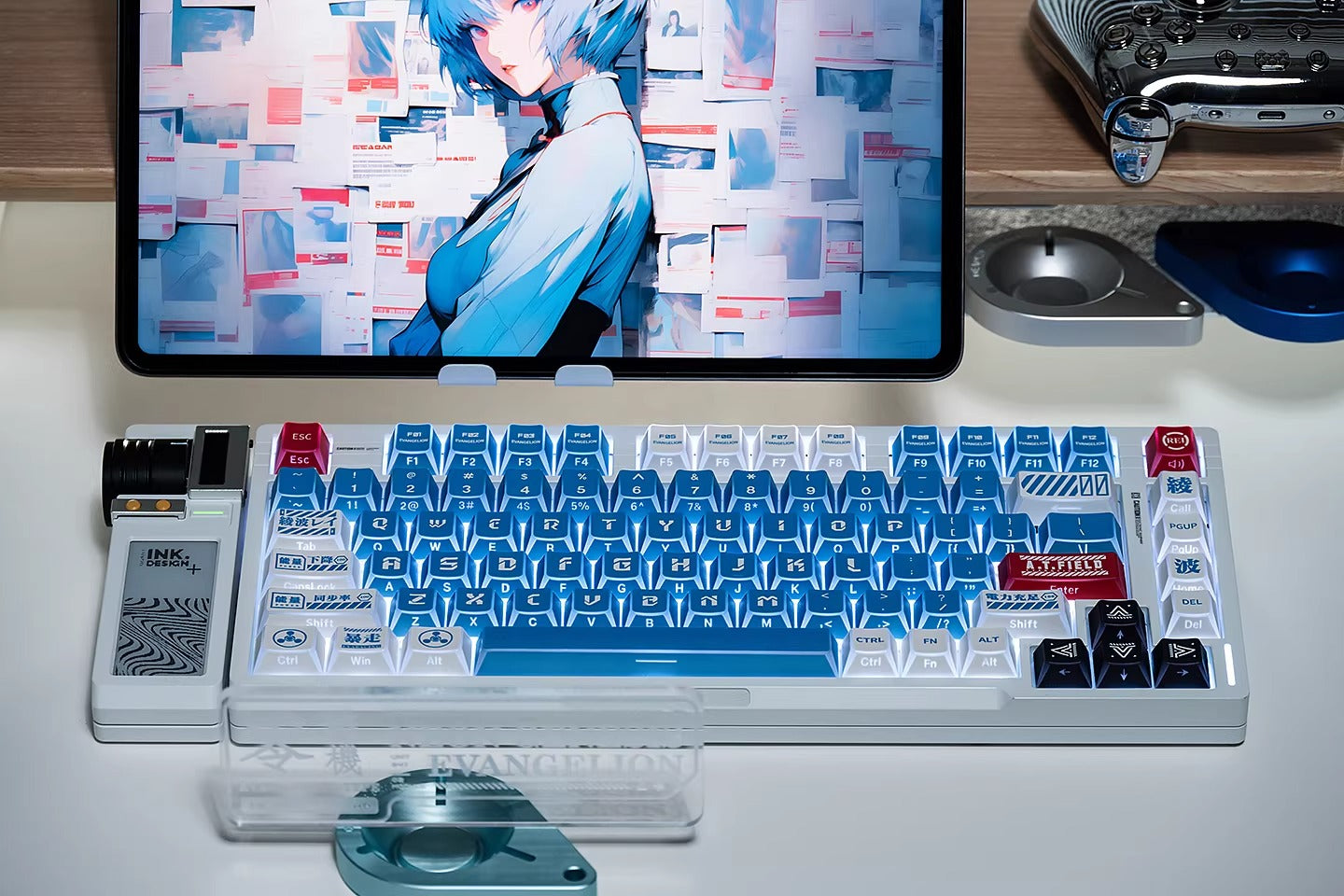 EVA series, Ayanami Rei theme, folded translucent personalized keycap theme series, PBT material anime game theme creative keycap set
