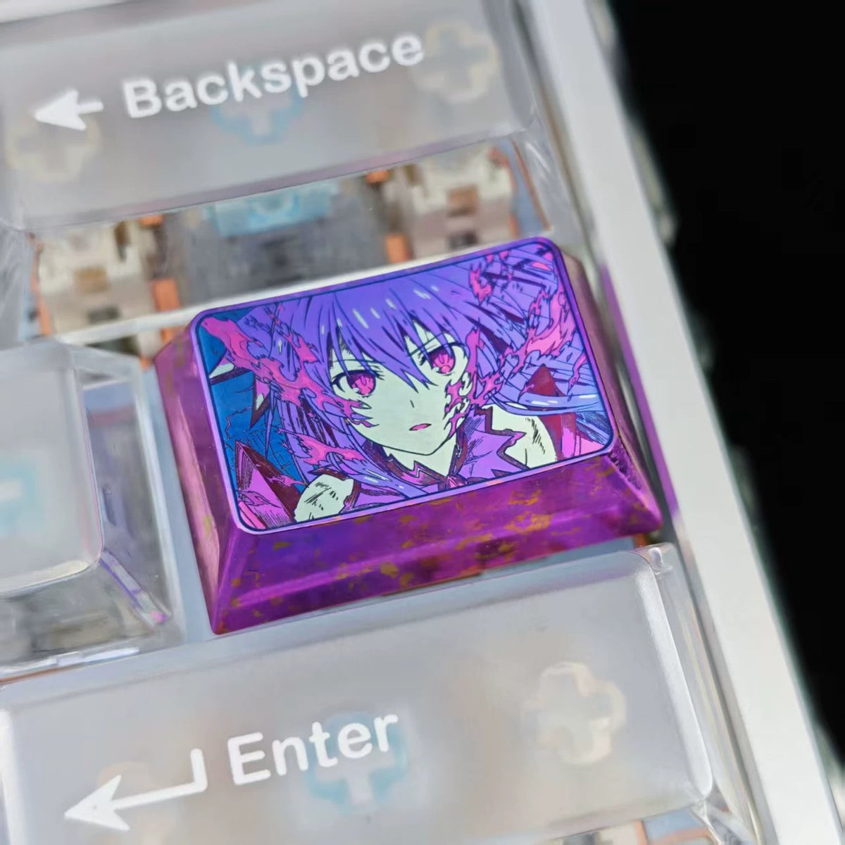 DATE A LIVE,Yatogami Tohka 1.5 U titanium alloy personalized keycaps, mechanical keyboard metal decorative keycaps, anime and game culture peripheral keycaps