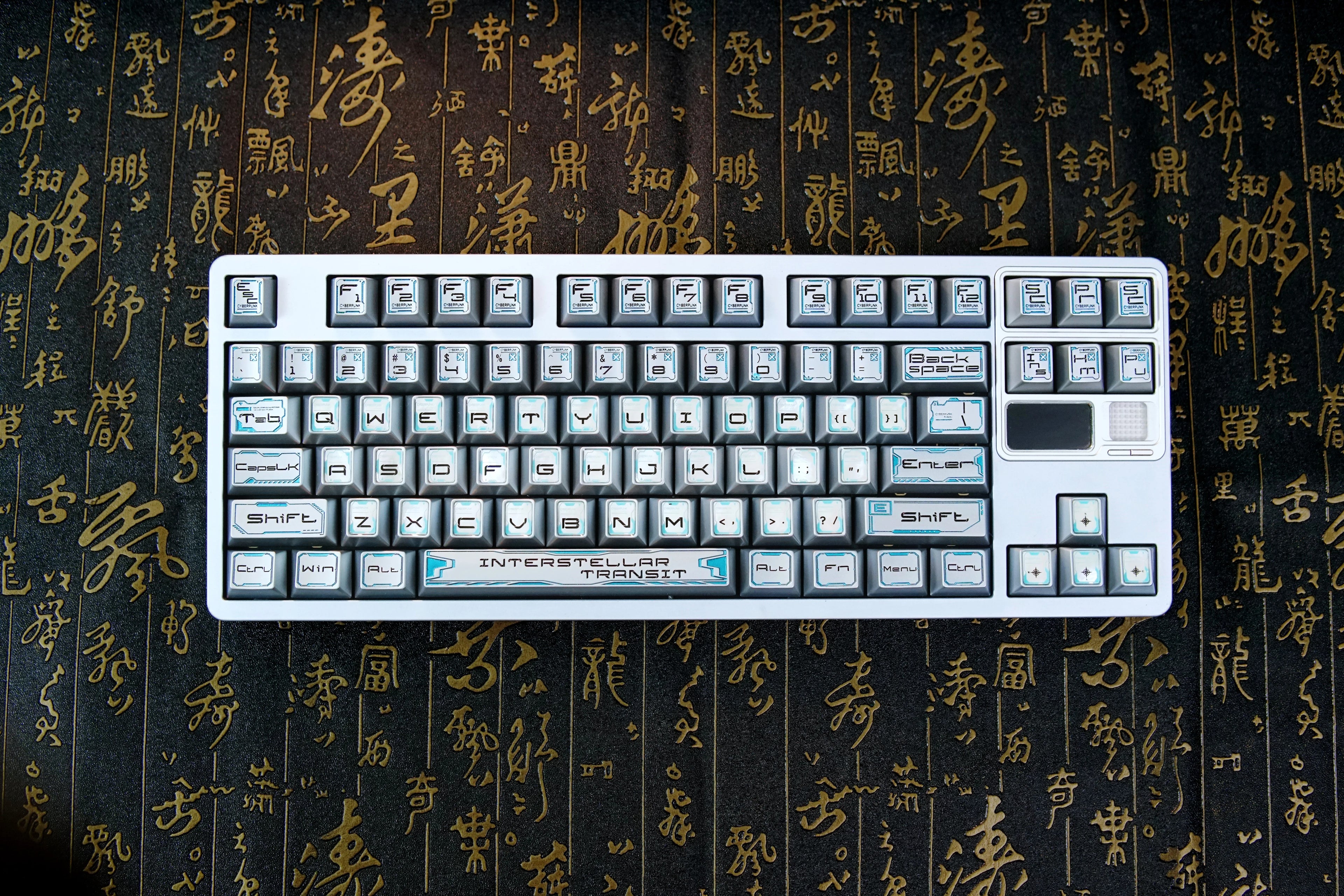 Interstellar theme, futuristic technology style metal keycap set, original high metal carved decorative keycaps