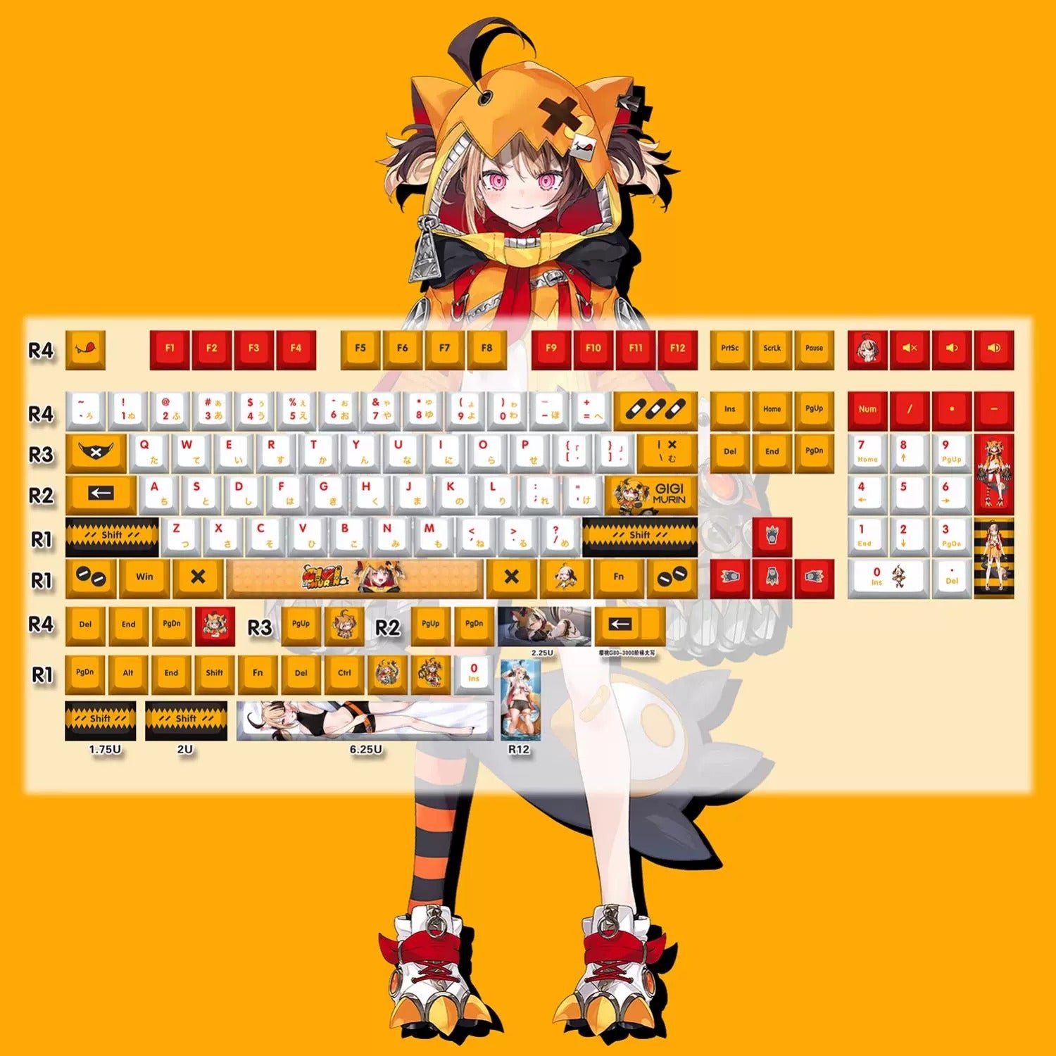 Super Beautiful Girl ACGN Two dimensional Theme Series Collection design simple keycap replacement set, custom set personalized keycap series,PBT material, Original factory height, compatible with 61/64/68/75/84/87/104 mechanical keyboard keycap set