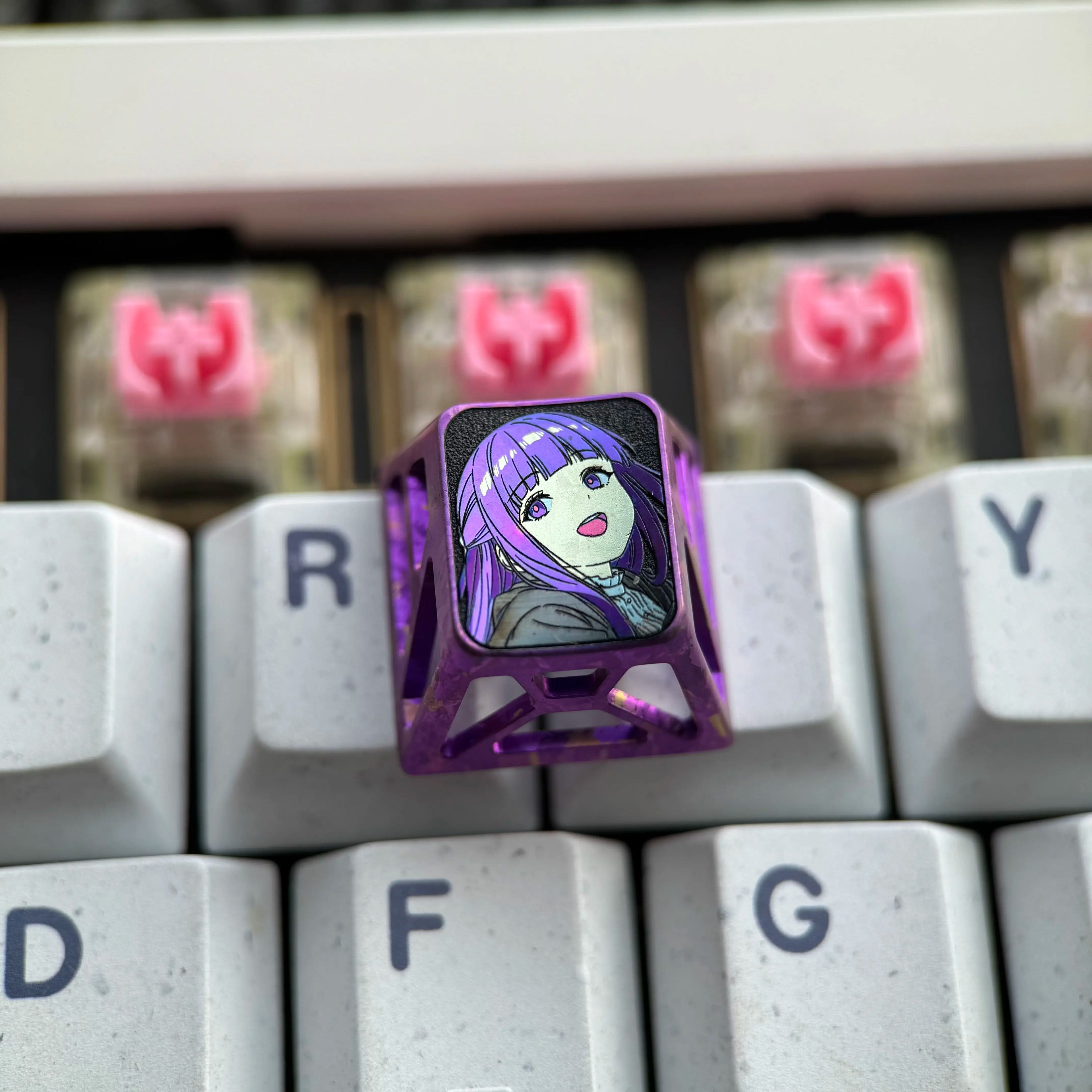 Titanium alloy 1U hollow titanium alloy personalized keycap collection, customizable, anime and game culture creative personalized keycaps. Mechanical keyboard decorative keycaps