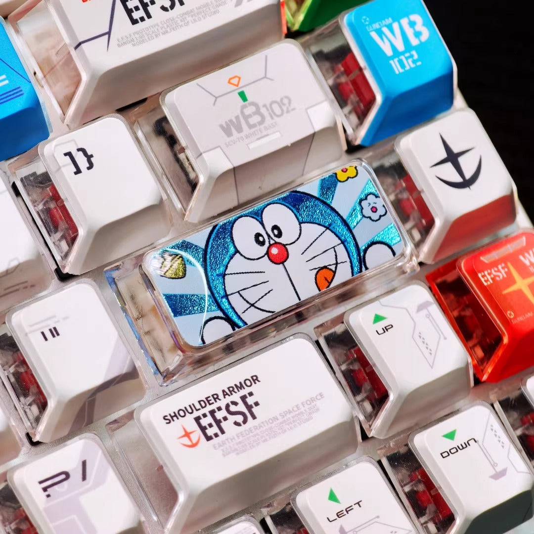 Doraemon, 2.25U Enter key, PC crystal resin material personalized keycap, anime creative peripheral product resin decorative keycap