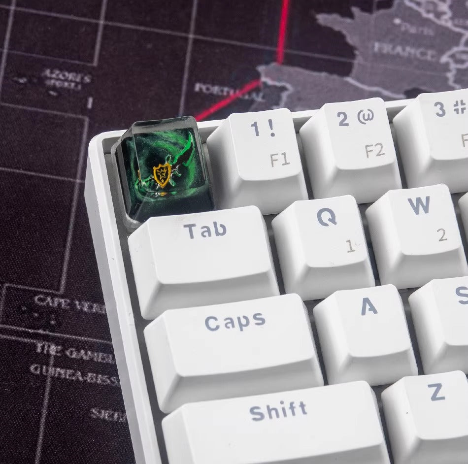 World of Warcraft Prop Skill Symbols Personalized Keycaps, The Twin Blades of Azzinoth Crystal Resin Decorative Keycaps, Anime Game Culture Peripheral Keycaps