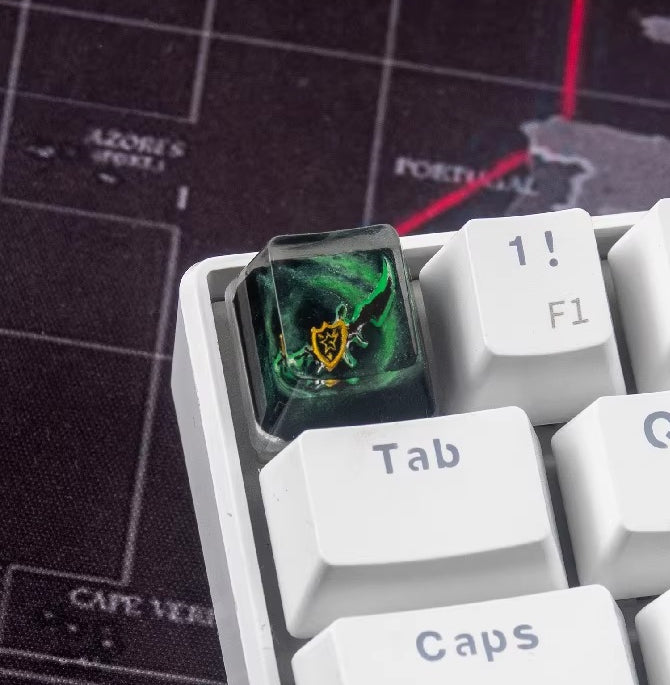 World of Warcraft Prop Skill Symbols Personalized Keycaps, The Twin Blades of Azzinoth Crystal Resin Decorative Keycaps, Anime Game Culture Peripheral Keycaps