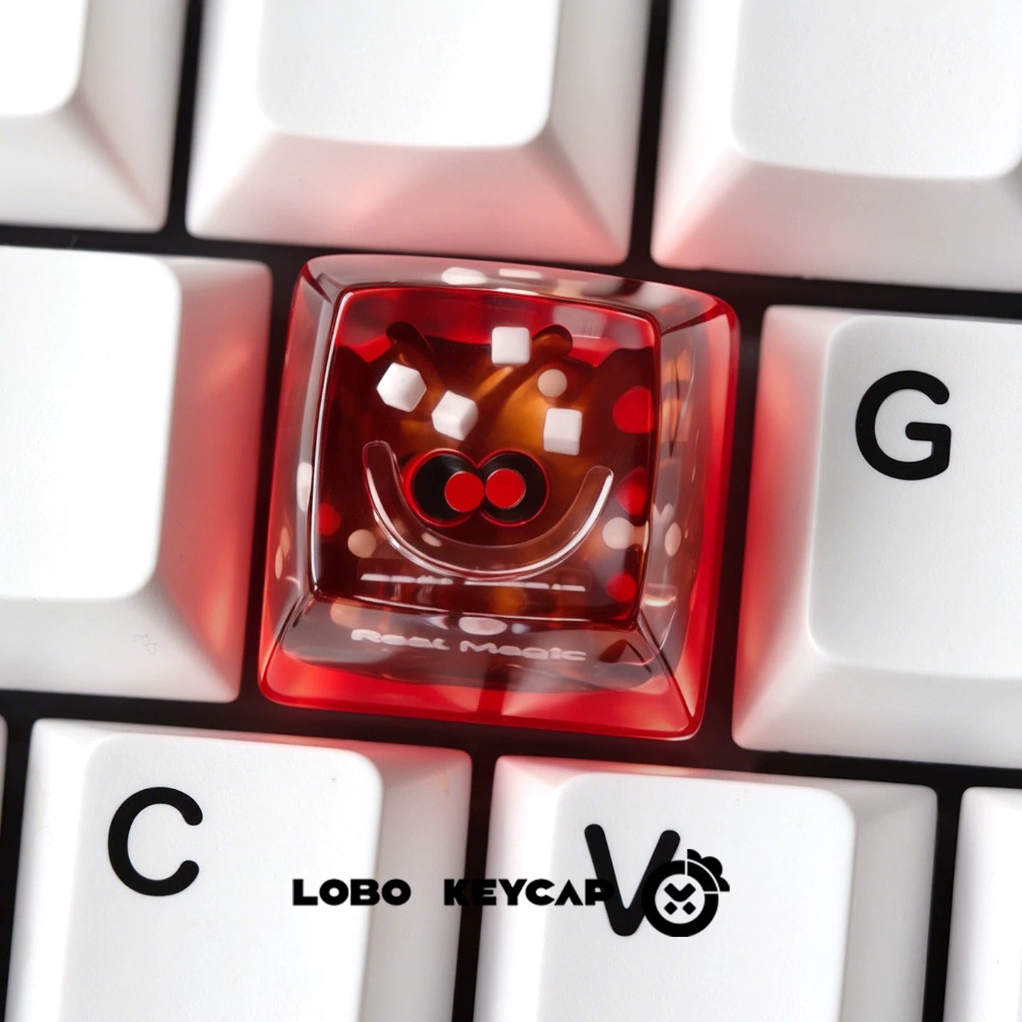 Coca Cola theme, crystal resin personalized keycaps, cultural and creative peripheral products, mechanical keyboard art decoration handmade keycaps