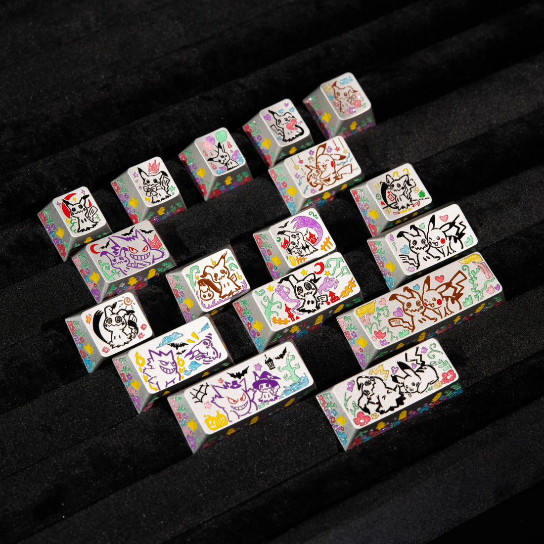 Pok é mon series, Mimikyu themed design, 17 key set, keycaps made of aluminum alloy material CNC integrated precision machining personalized keycaps, mechanical keyboard decorative keycaps