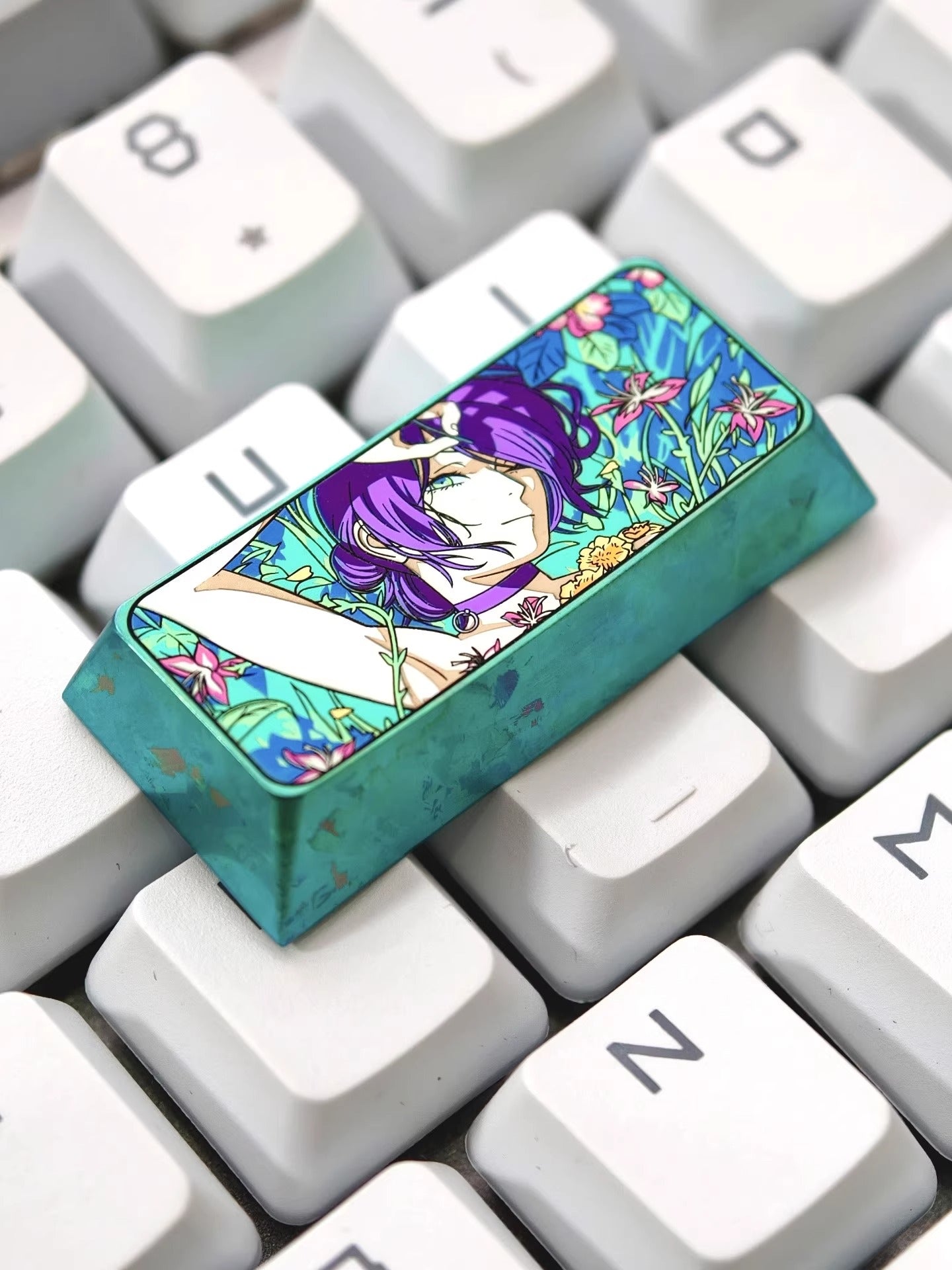 Chainsaw Man,Reze, Anime game cultural creativity 2.25UU titanium alloy personalized keycaps, mechanical keyboard decorative keycaps