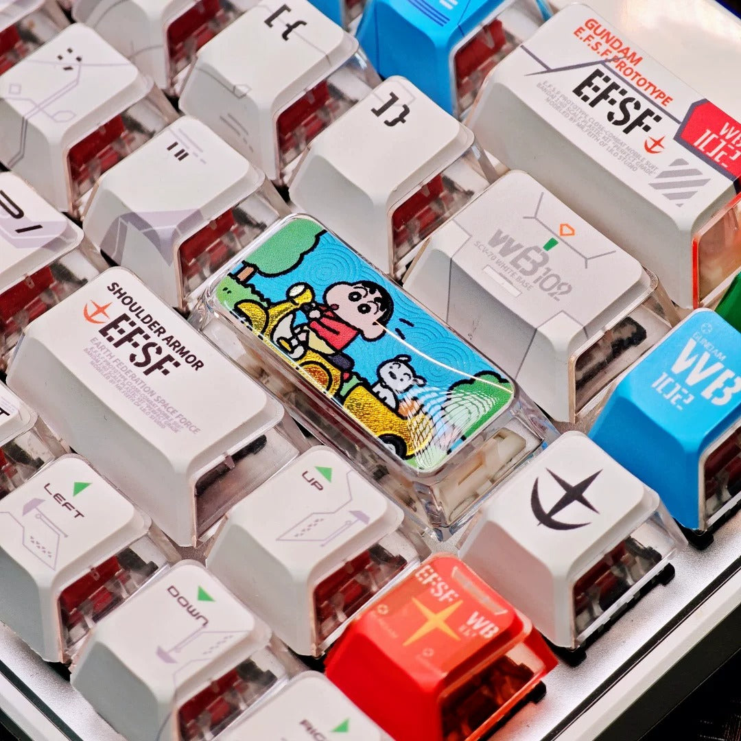 Crayon Shin chan Theme Design, 2.25 U Enter key, PC crystal resin material personalized keycap, anime creative peripheral product resin decorative keycap