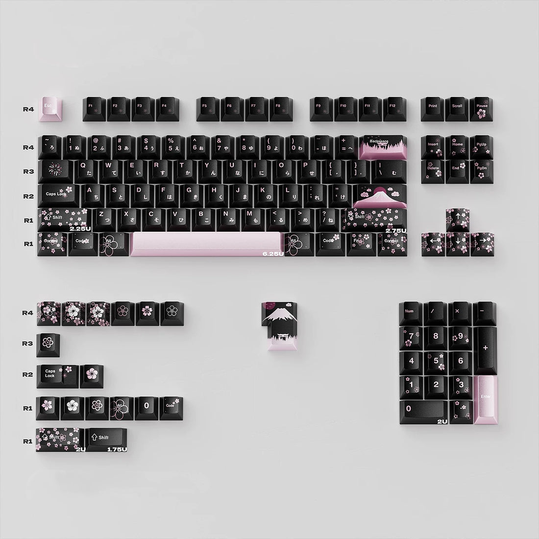 Spring and Jingming Black Theme Theme, Keycap Set PBT Metallic Texture personalized keycap set, , compatible with 61/64/68/75/84/87/104 mechanical keyboard
