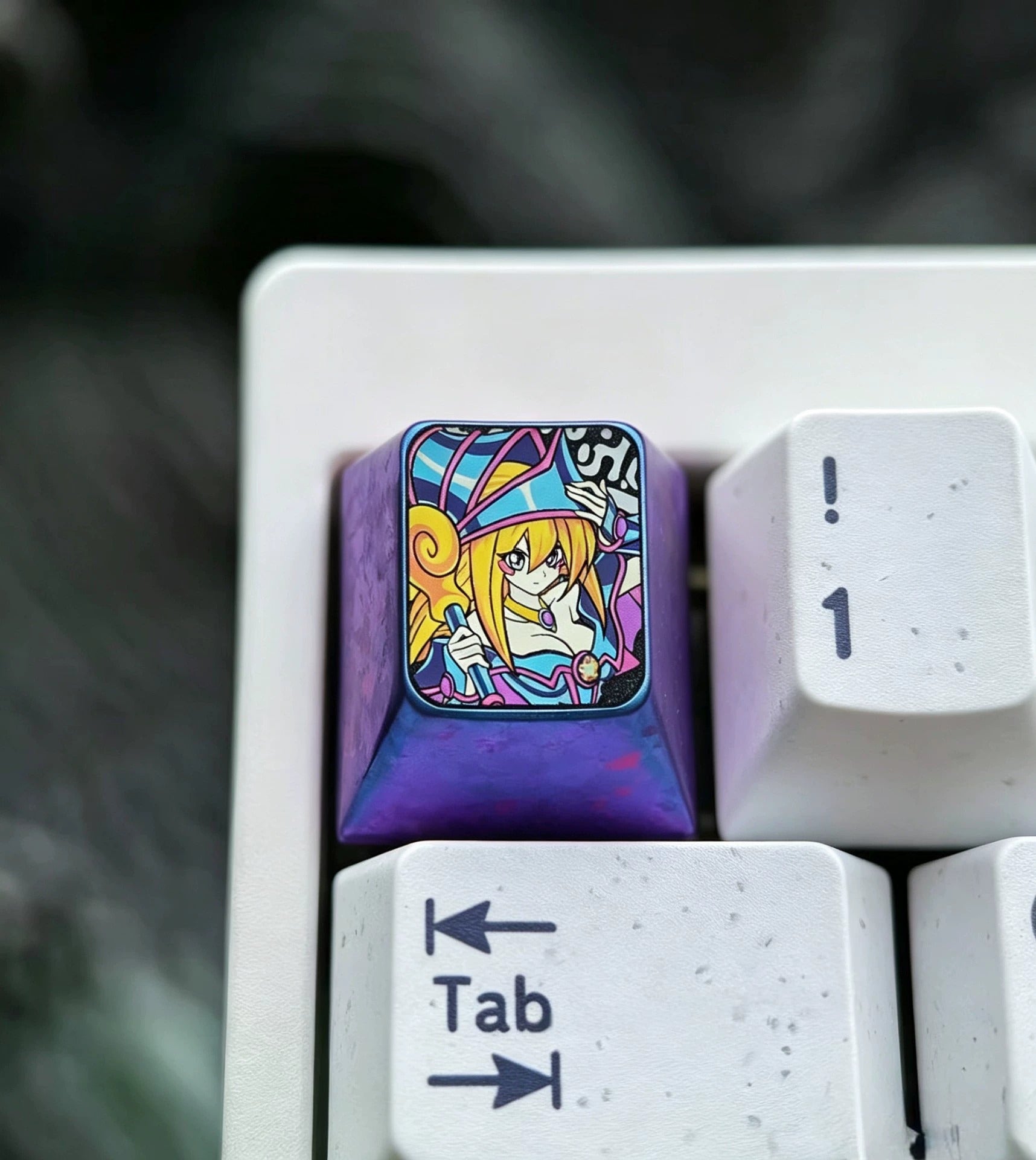 Yu-Gi-Oh! Black Magician Girl Collection, 1 U titanium alloy metal personalized keycaps, anime oil painting cultural creative keycaps, mechanical keyboard artistic decorative keycaps