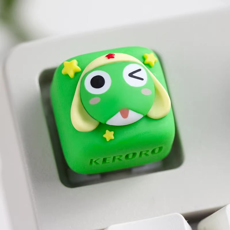 Keroro Gunsou, Multi colored resin molded personalized keycaps, creative handmade resin decorative keycaps for anime and games