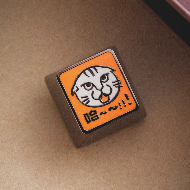 Cat avatar logo, metal enamel craftsmanship personalized keycaps, mechanical keyboard decoration creative keycaps