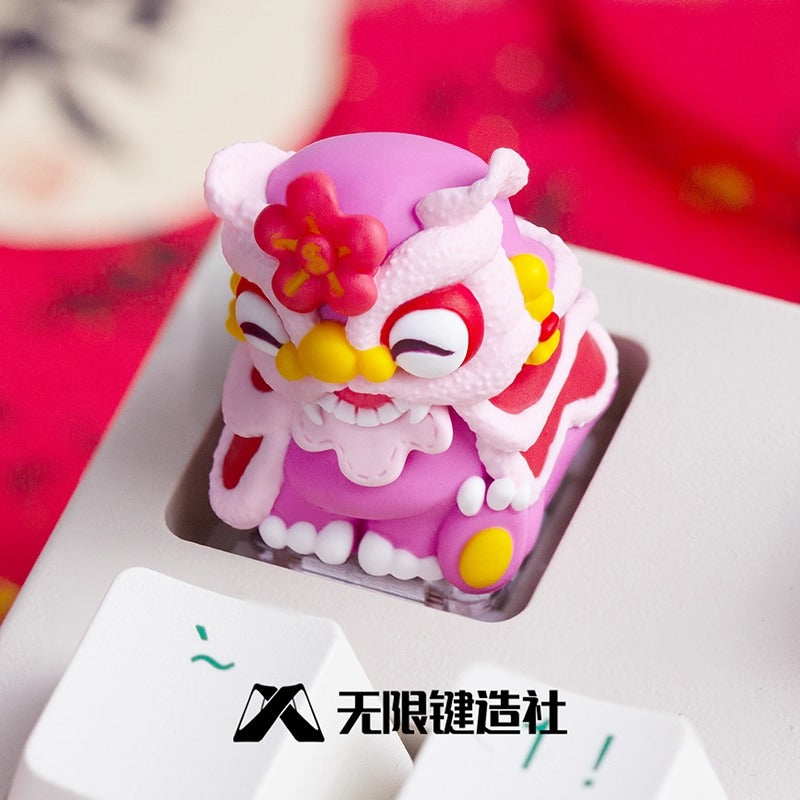 Lion dance, Chinese style personalized keycaps, multi-color resin molded decorative keycaps, cultural and creative keycaps