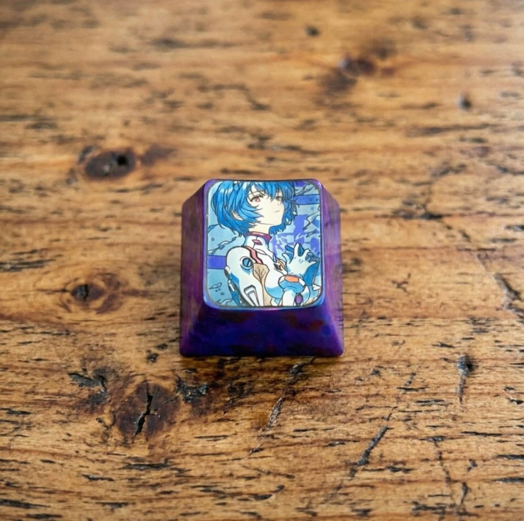 EVA, Ayanami Rei theme, Limited time, 1 U titanium alloy personalized keycaps, anime and game culture creative art keycaps, mechanical keyboard decorative keycaps