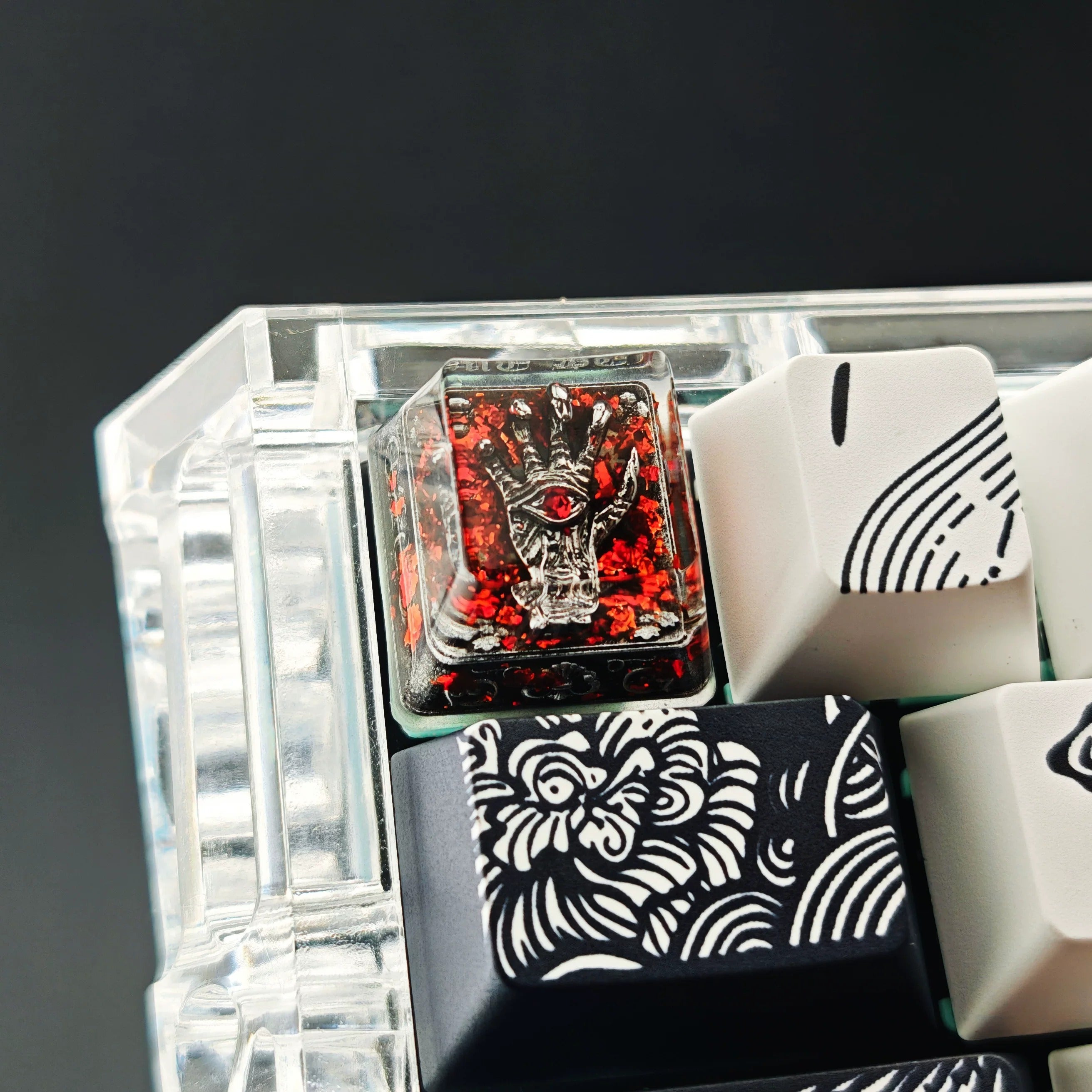 Dark themed design, Medieval Gothic style,crystal resin personalized keycaps, artisankeycaps, Mechanical keyboard decorative keycaps