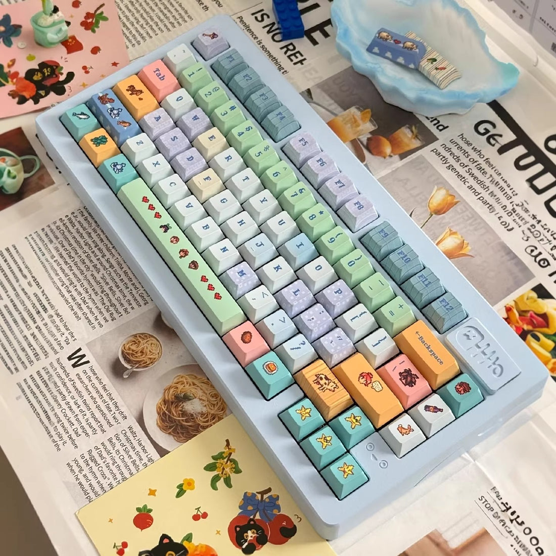 Stardew Valley keyboard keycap pixel style, PBT material sublimation process, mechanical keyboard decorative keycap set