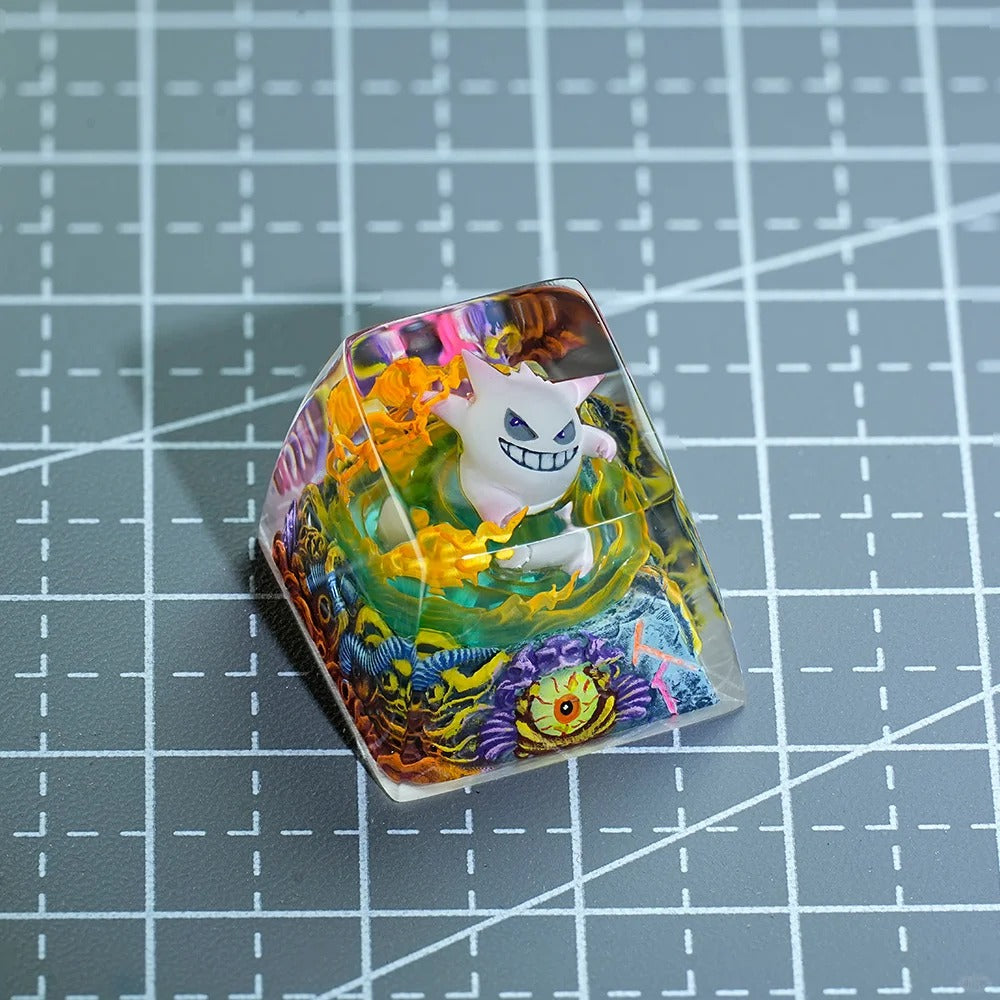 Pok é mon, Gengar coating and sealing design, Crystal Resin Personalized Keycaps, Anime Game Culture Creative Resin Keycaps, Mechanical Keyboard Art Decorative Keycaps