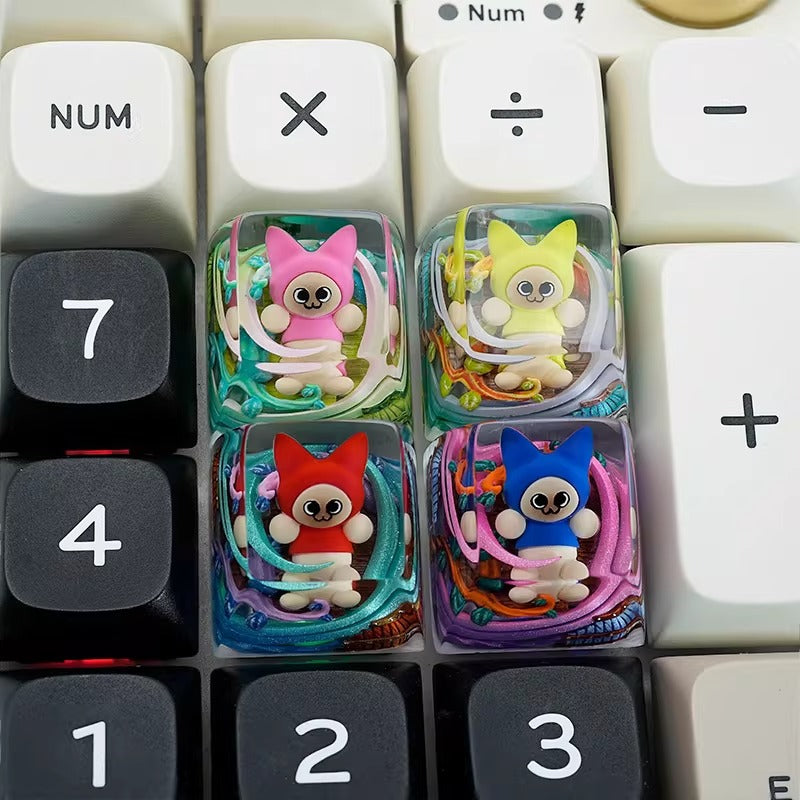 Monster Hunter,Ailouros, Crystal resin personalized keycaps, decorative keycaps for anime, games, pets, and creative products