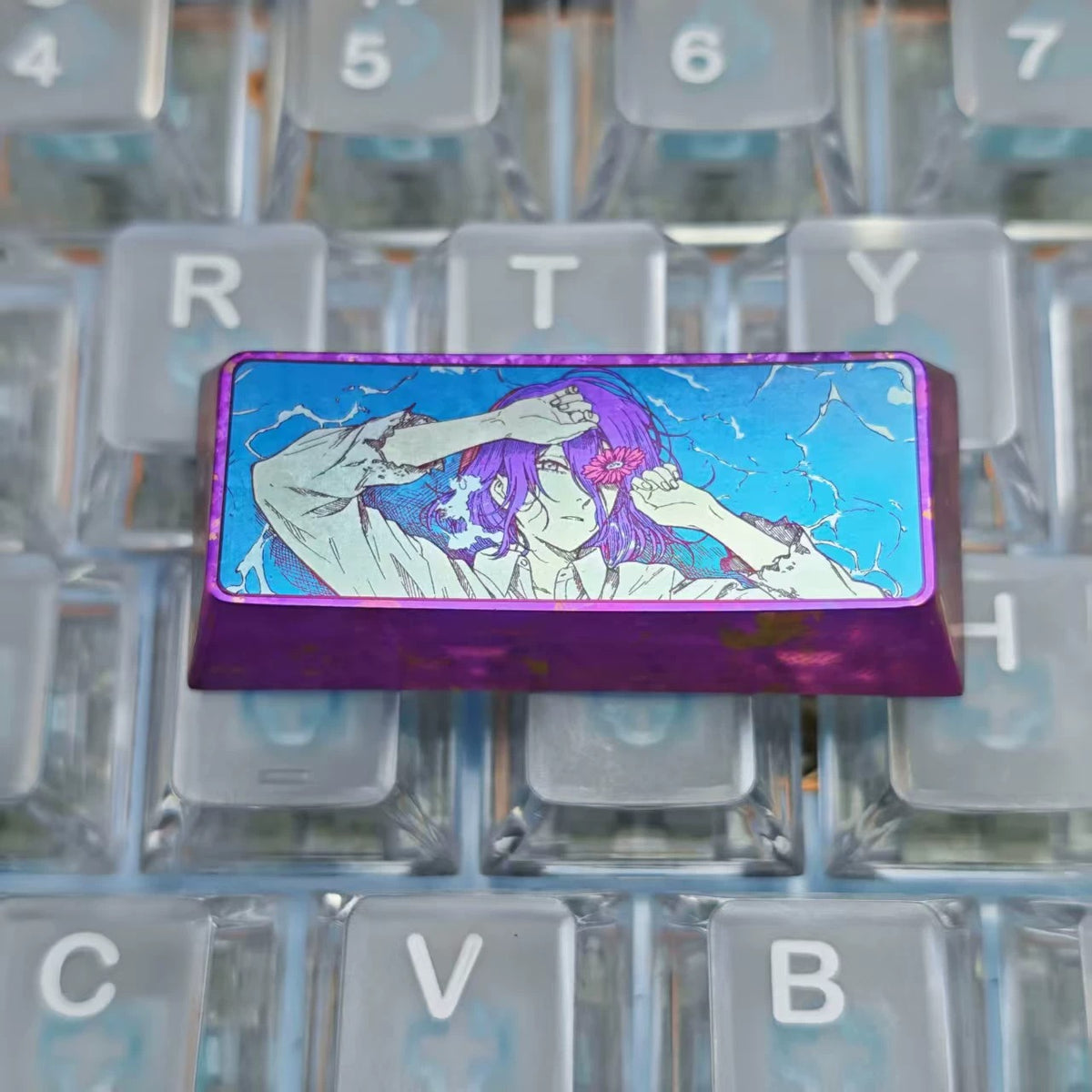 Chainsaw Man, Reze,2.25U Titanium alloy personalized keycaps, anime and game cultural creative keycaps, mechanical keyboard decorative keycaps