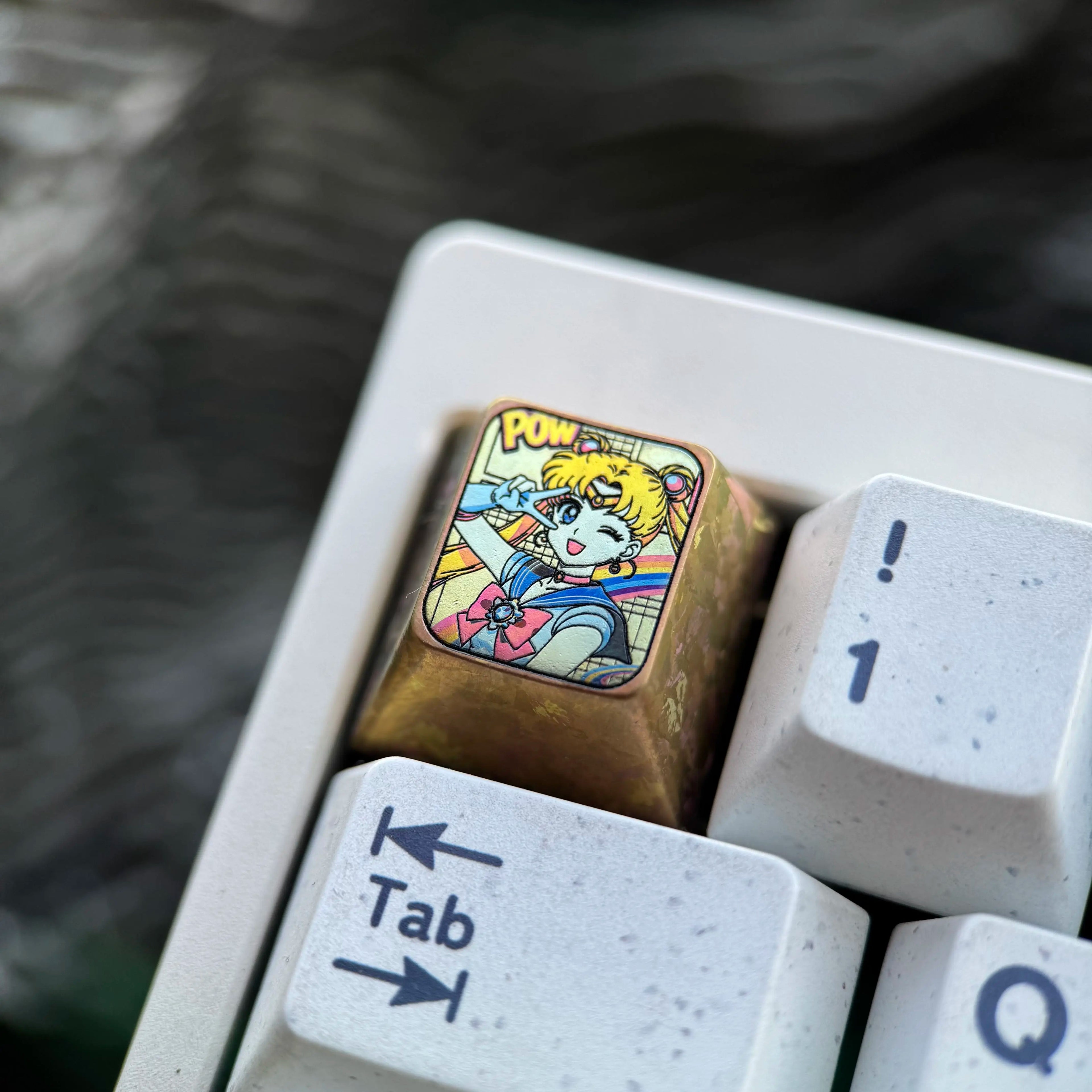 Sailor Moon series, Tsukino Usagi theme, 1U titanium alloy personalized keycaps, metal decorative keycaps, mechanical keyboards, artistic and creative keycaps