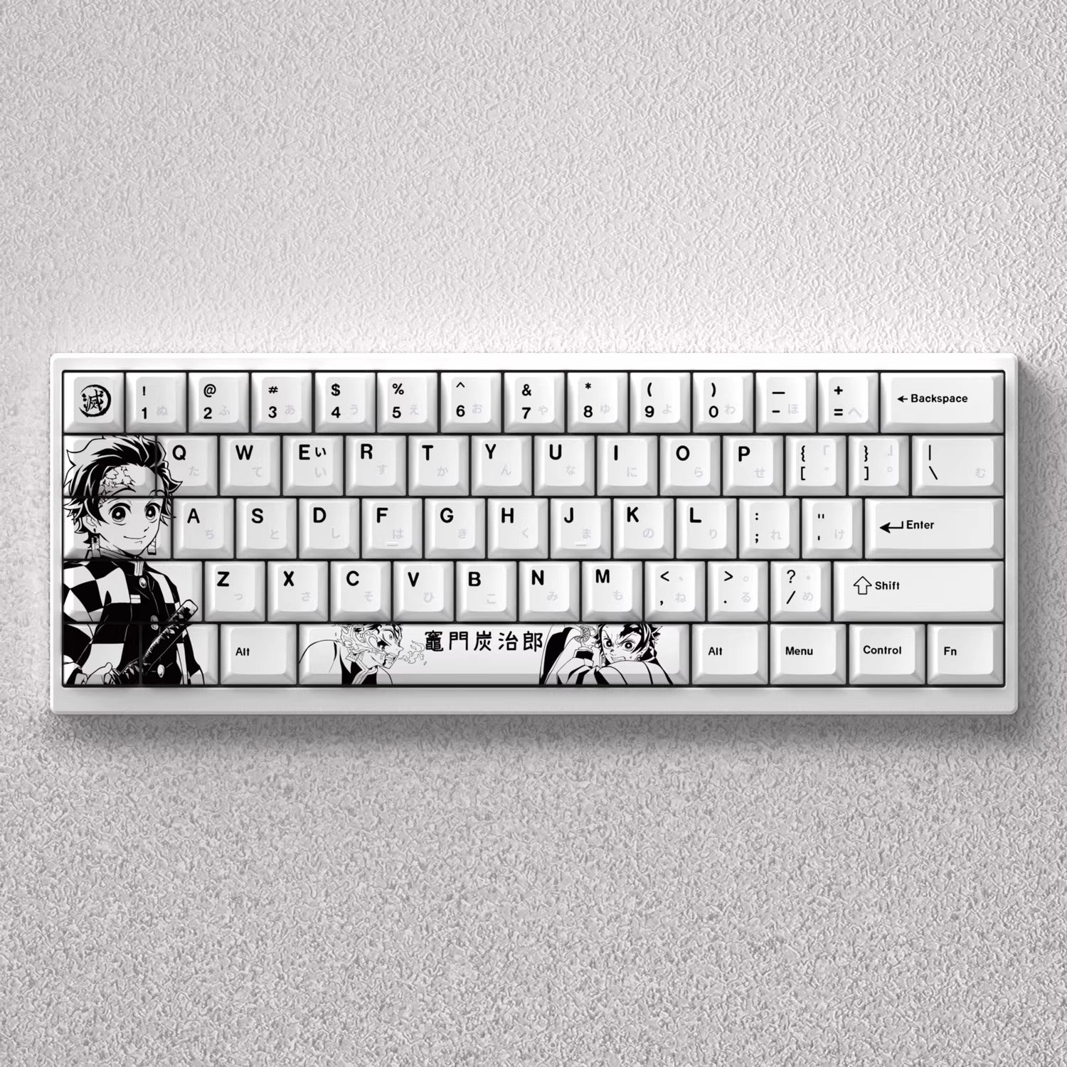 Demon Slayer Kimetsu no Yaiba series, Kamado Tanjiro theme, original high PBT material compatible MX switch mechanical keyboard, anime game theme set keycaps, mechanical keyboard replacement keycap set