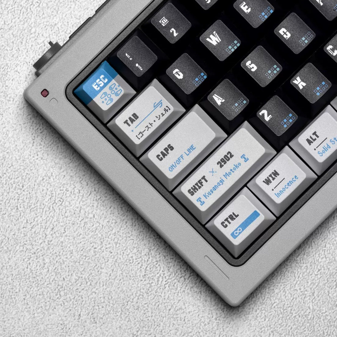 Ghost in The Shell theme, PBT material personalized keycaps, mechanical keyboard replacement keycap set, anime and game cultural and creative keycaps set, Compatible with 61/64/68/75/84/87/104 Key Mechanical Keyboard Keycap Set