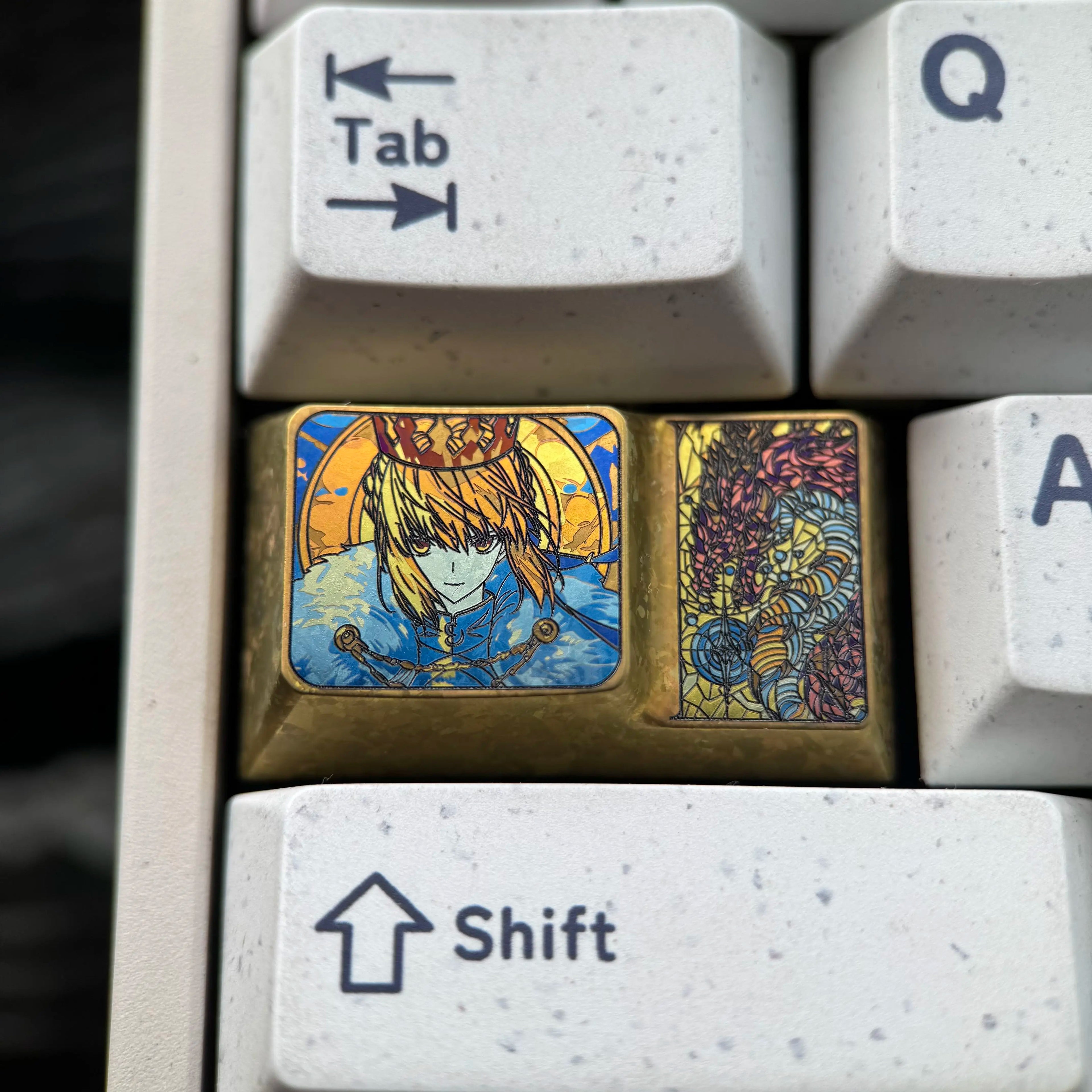 Fate, Saber, 1.75U ladder CAPS titanium alloy personalized keycap, anime, gaming, cultural and creative mechanical keyboard decoration keycap