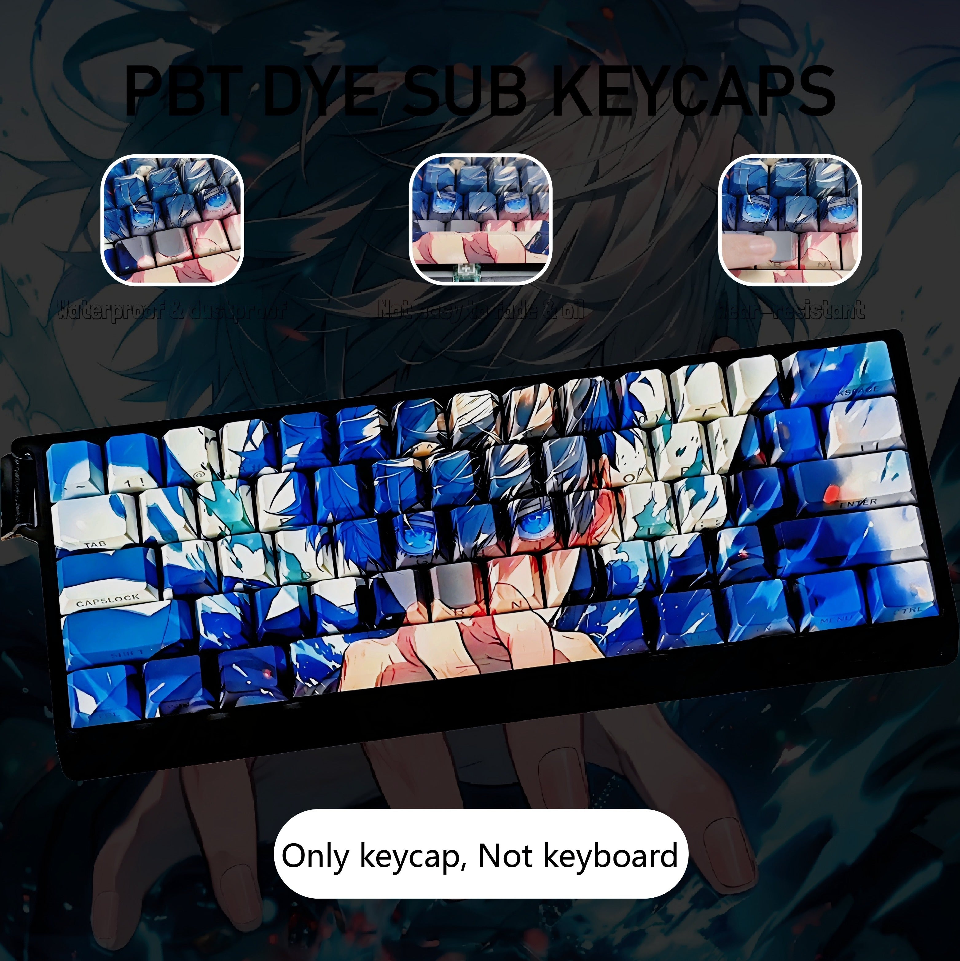 Jujutsu Kaisen series, Gojo Satoru theme, PBT material, Sublimation, Anime Game Culture Creative Decoration Set Keycaps