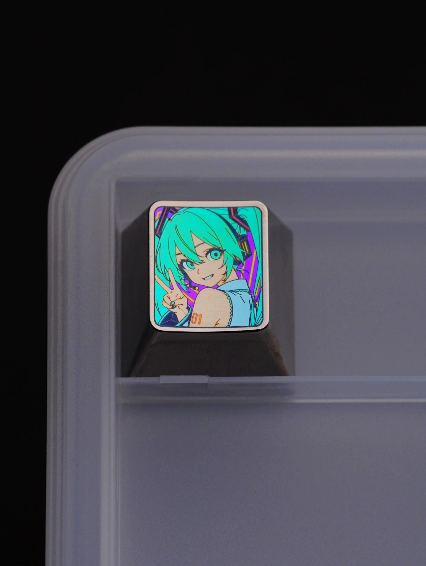 Hatsune Miku theme design, 1U titanium alloy personalized key cap, music animation metal decorative key cap, mechanical keyboard can replace art key cap
