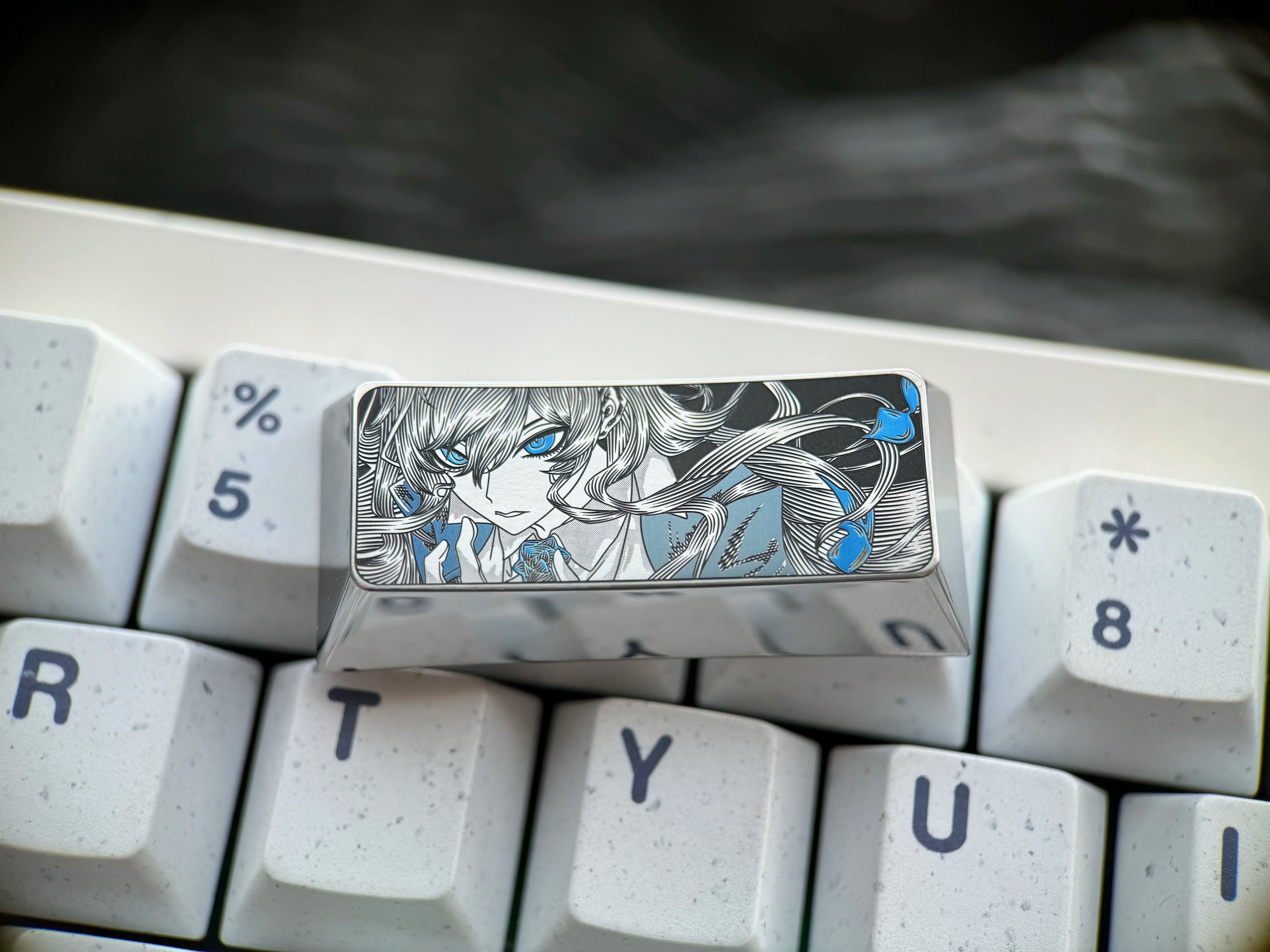 Ado, 2.25U titanium alloy personalized keycaps, metal decorative keycaps for anime and game virtual idols, keyboard replacement keycaps.
