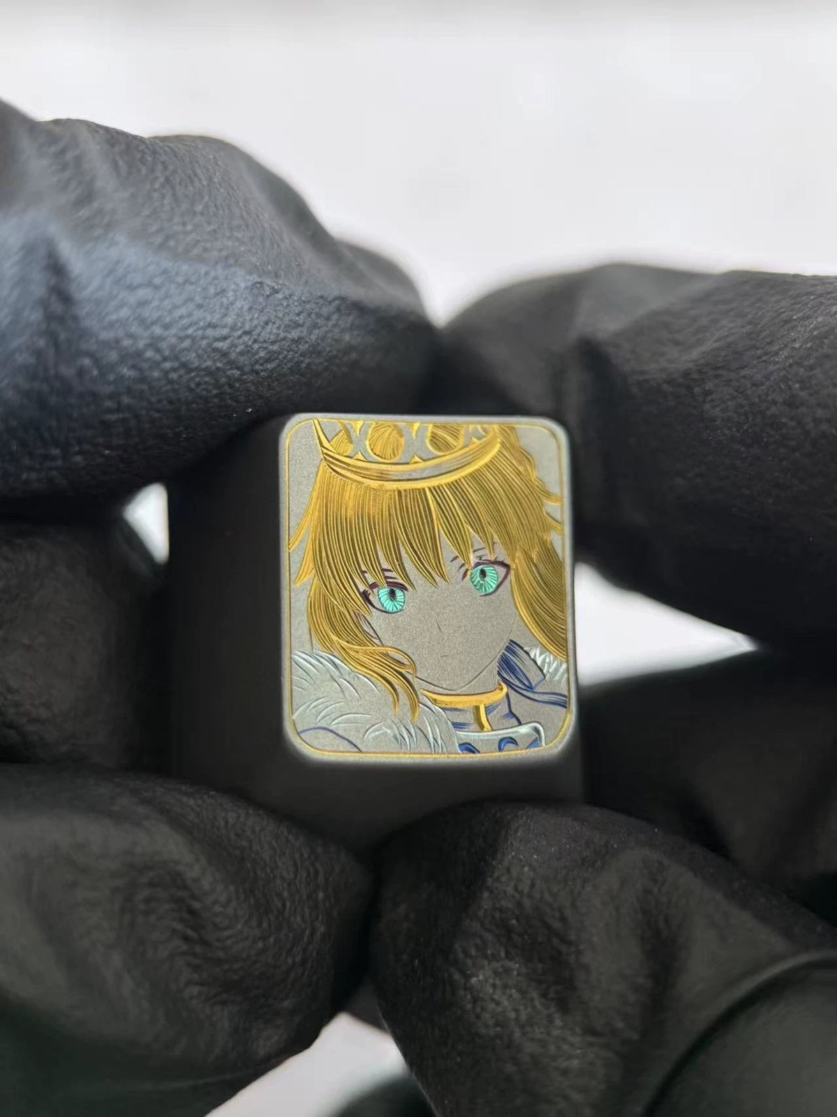 Hand carved titanium alloy series Hand carved titanium alloy anode coloring, anime and game culture creative metal hand carved keycaps collection