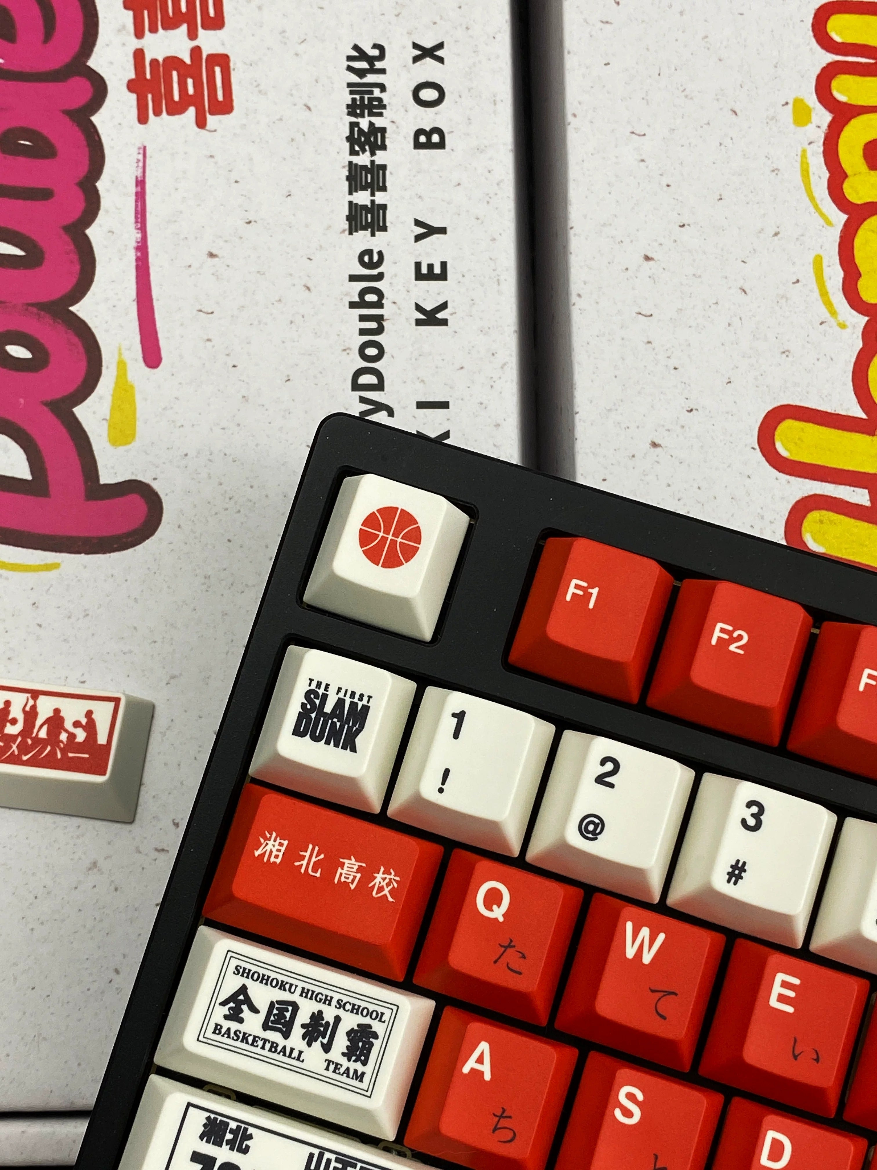 SLAM DUNK Theme PBT material personalized keycap set, anime cultural creative decoration keycap set, compatible with 61/64/68/75/84/87/104 mechanical keyboard