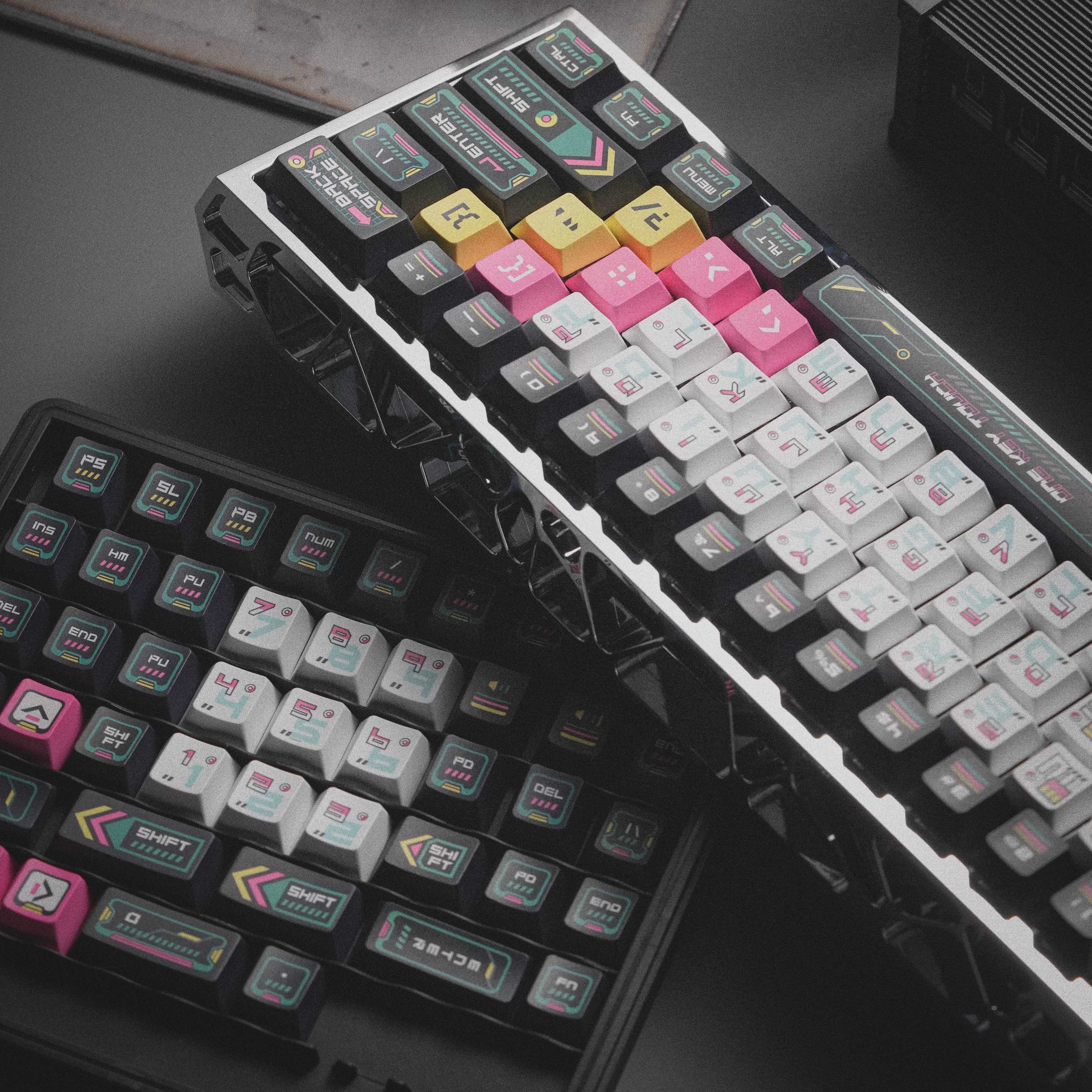 Cyber terminal theme creative design keycap set, original factory height 146 keys, five sided heat sublimation adaptation, mechanical magnetic axis keyboard, customized keycap