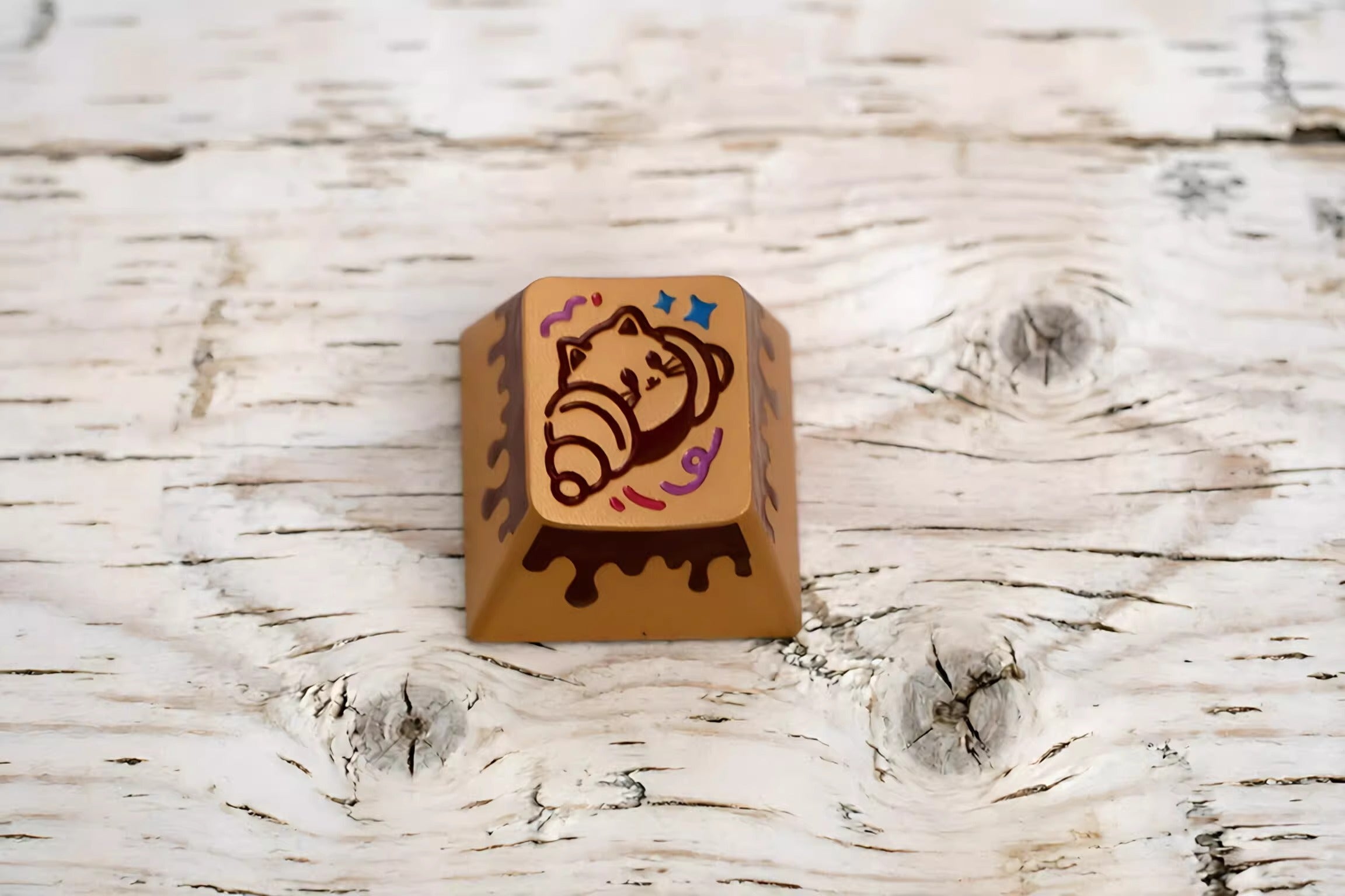 Dessert cat aluminum alloy anodized melted chocolate cute metal keycaps personalized keycaps mechanical keyboard decorative keycaps
