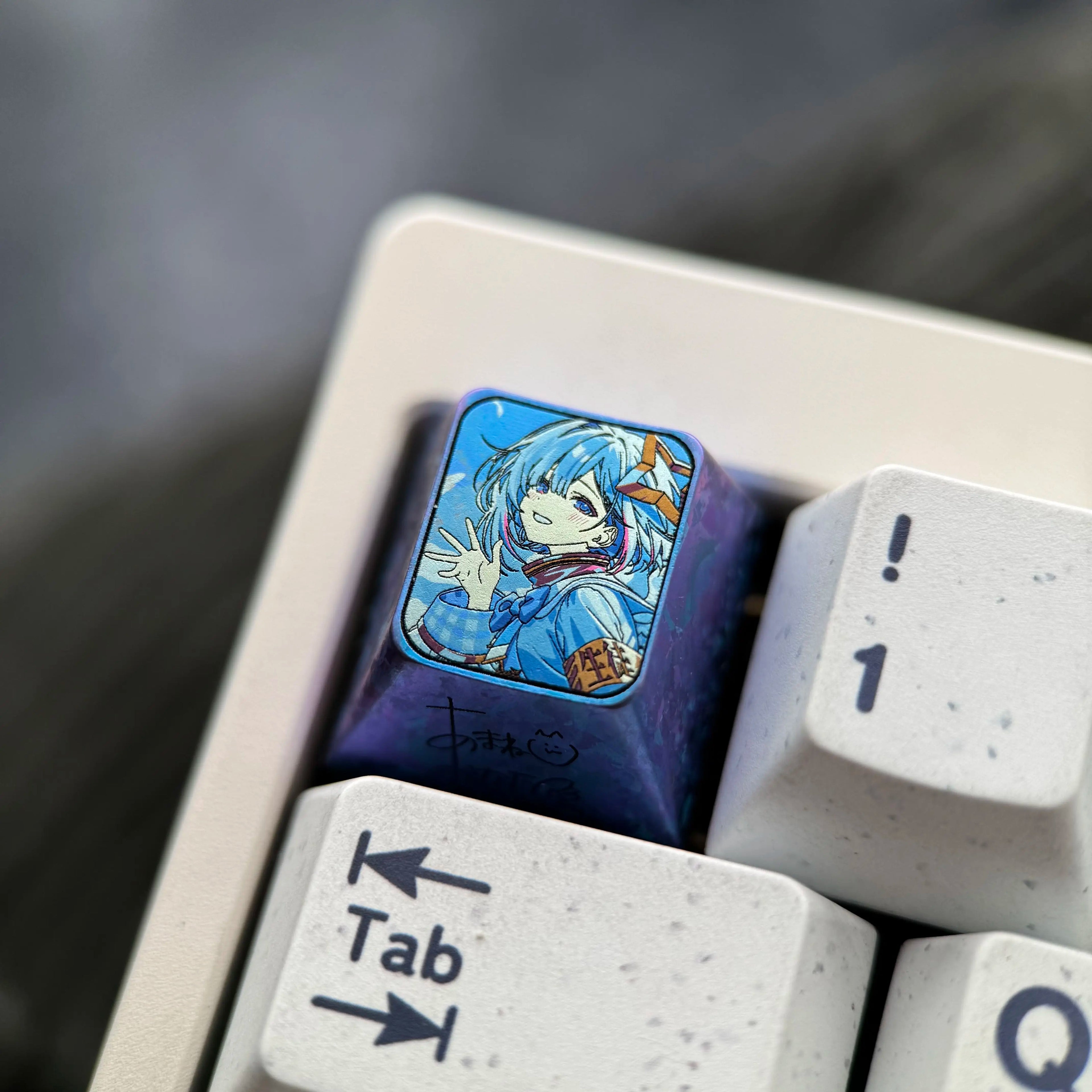 Amane Kanata, 1U titanium alloy personalized keycap, anime and game culture creative mechanical keyboard decoration keycap