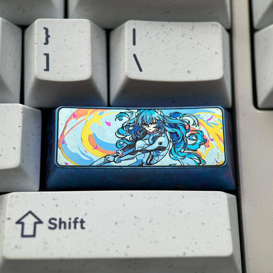 EVA series, Ayanami Rei themed art keycaps, 2.25U titanium alloy personalized keycaps, metal carved decorative keycaps