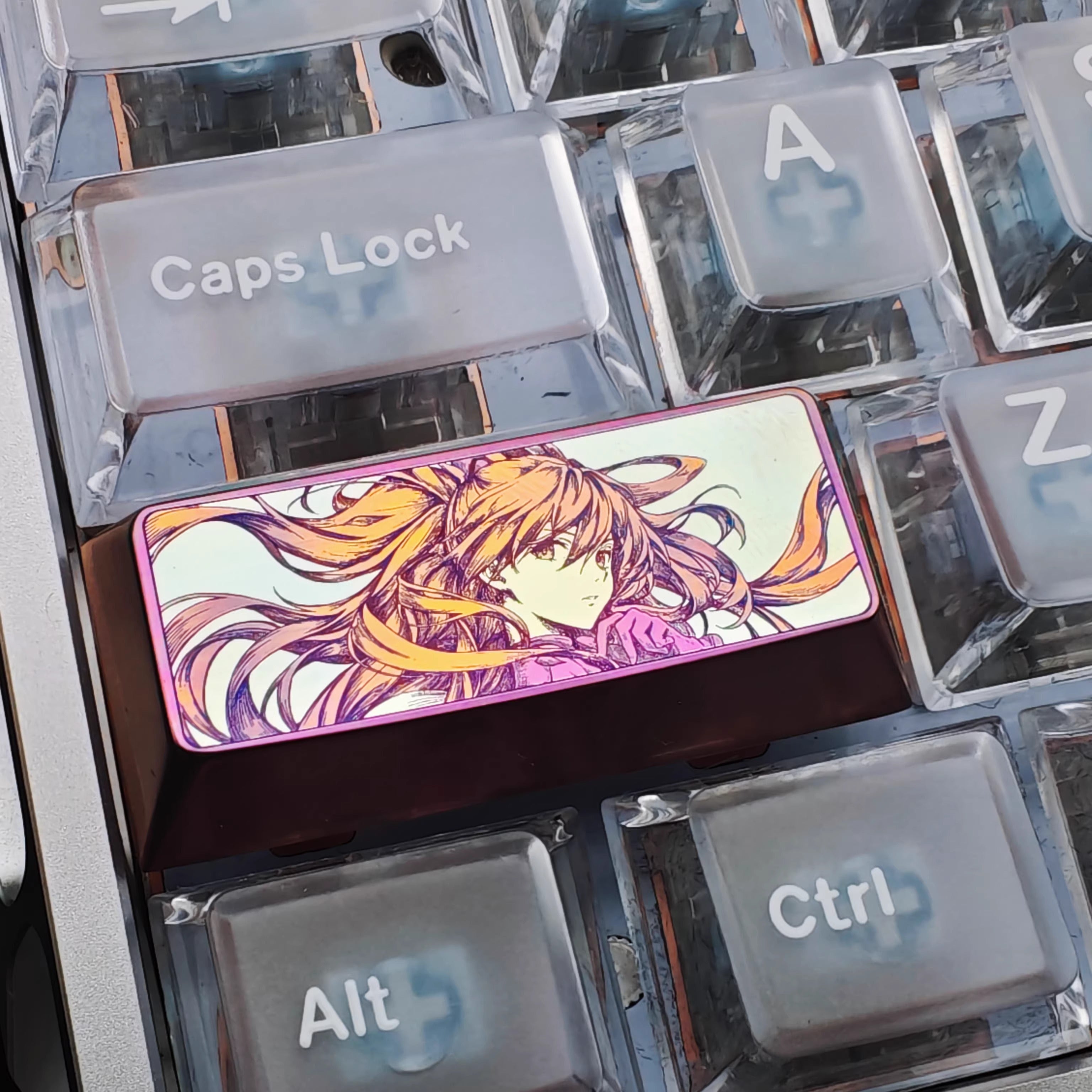 EVA, Asuka 2.25U titanium alloy cartoon line personalized keycap, cultural innovation anime game art decoration keycap