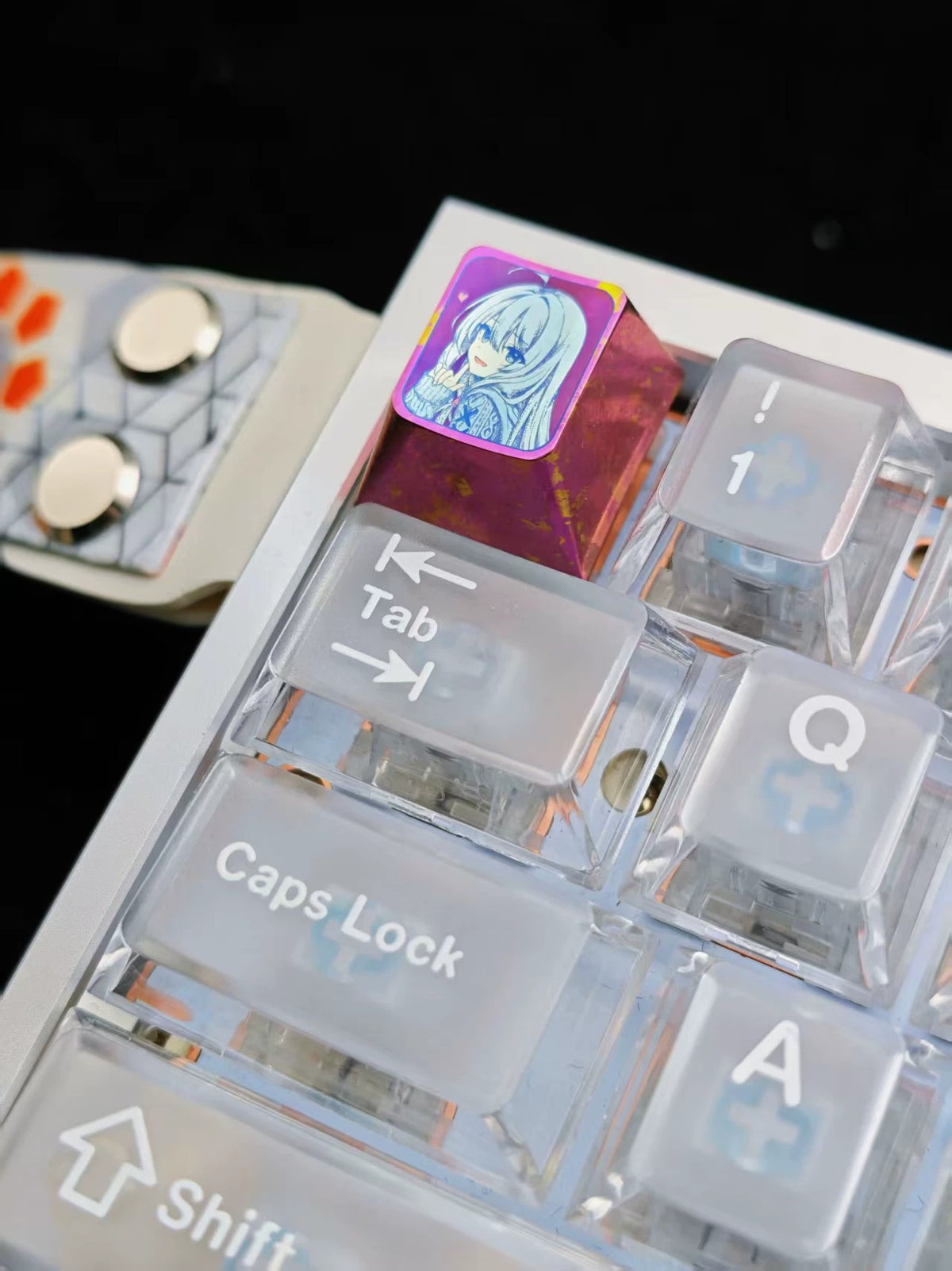 Wandering Witch: The Journey of Elaina,Elaina 1 U titanium alloy personalized keycaps, anime and game cultural creative keycaps, mechanical keyboard decorative keycaps