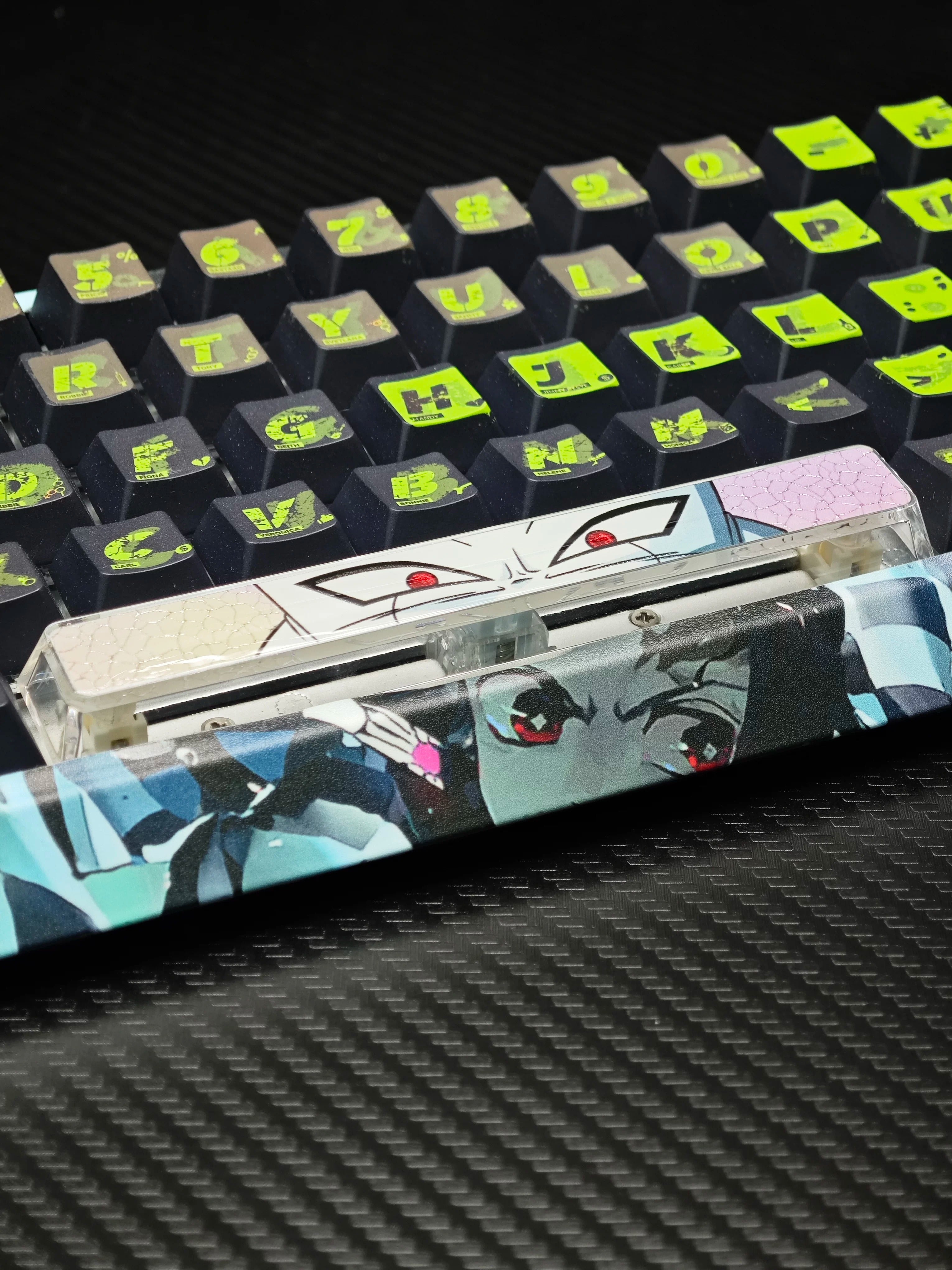 Dragon Ball, Frieza theme, Eyegaze spacebar design, 6.25 U spacebar, PC crystal resin gilded personalized keycaps, anime creative cultural peripheral products, decorative keycaps