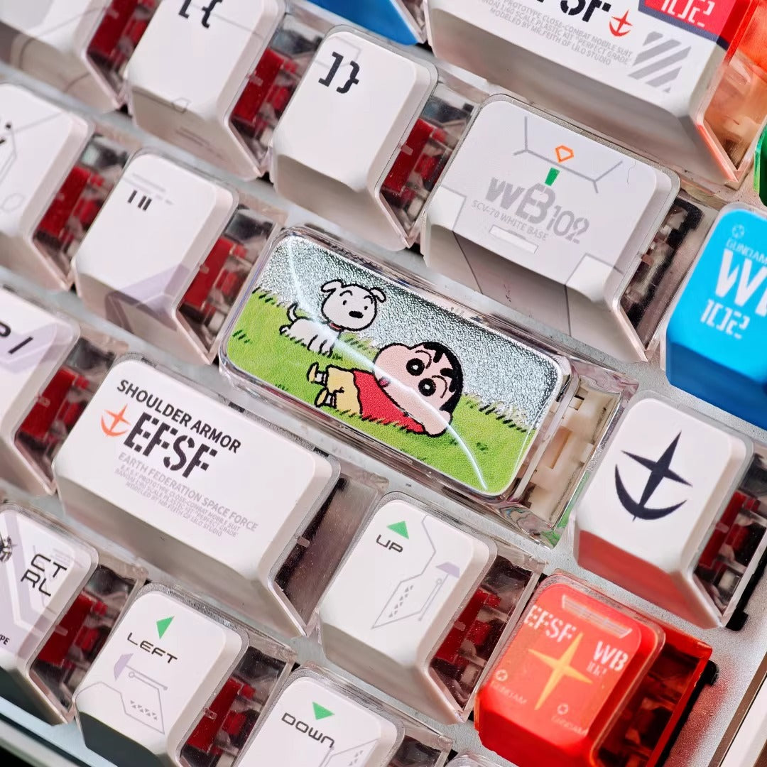 Crayon Shin chan Theme Design, 2.25 U Enter key, PC crystal resin material personalized keycap, anime creative peripheral product resin decorative keycap