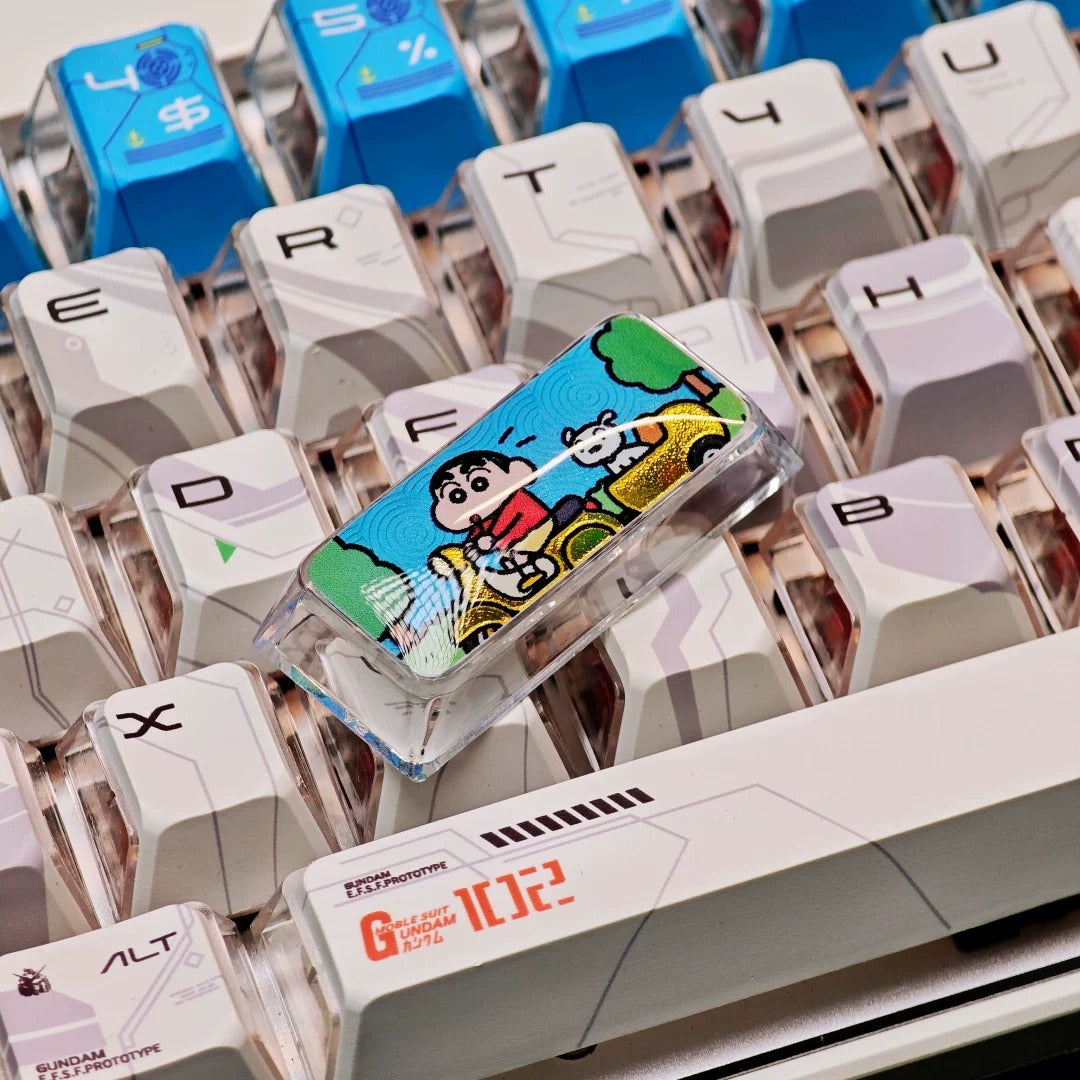 Crayon Shin chan Theme Design, 2.25 U Enter key, PC crystal resin material personalized keycap, anime creative peripheral product resin decorative keycap