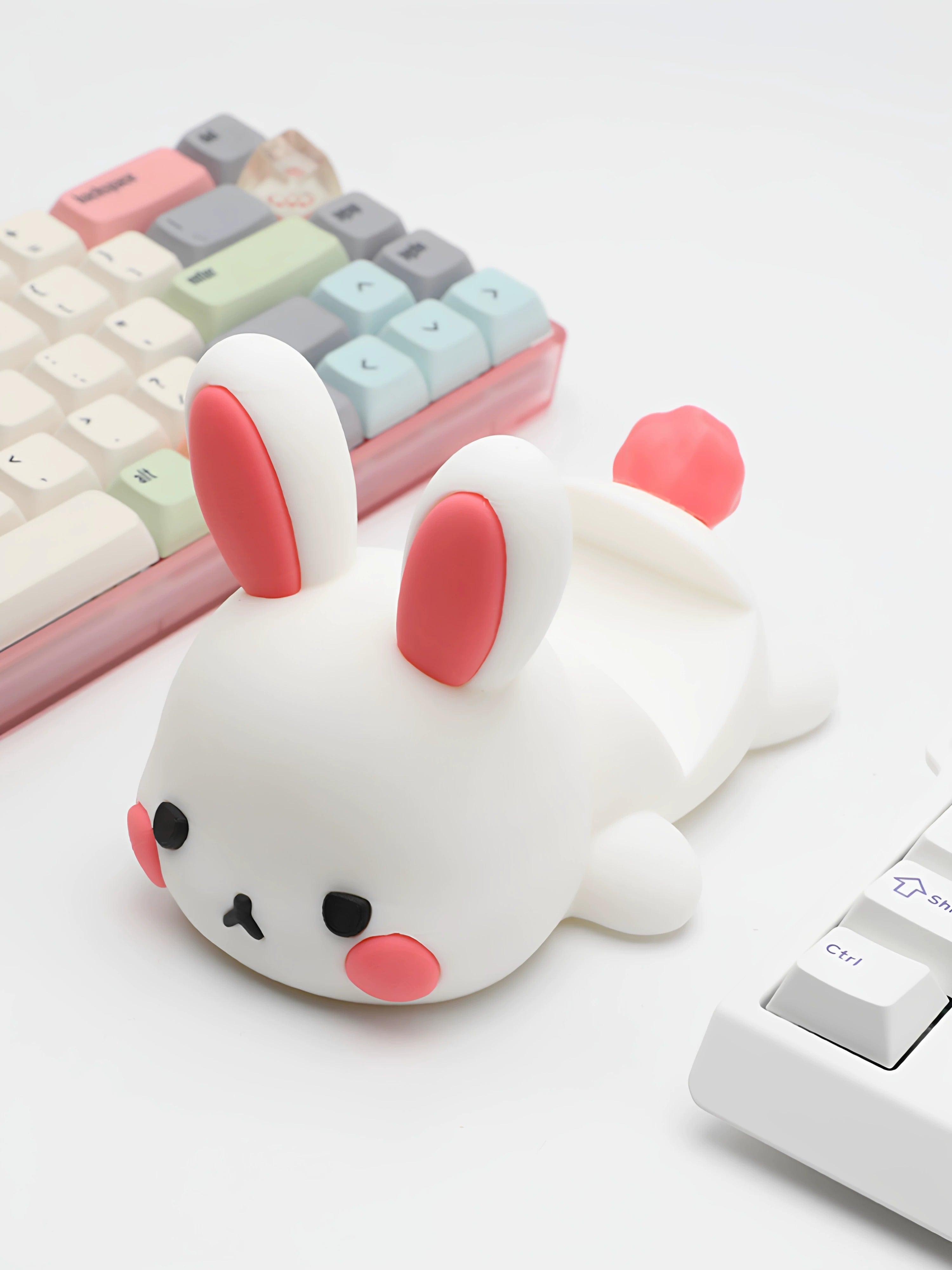 Cute Party Rabbit PLA Material, Keyboard Display Rack, Desktop Storage Rack, Computer Desktop Beautification Decoration, Mechanical Keyboard Bracket