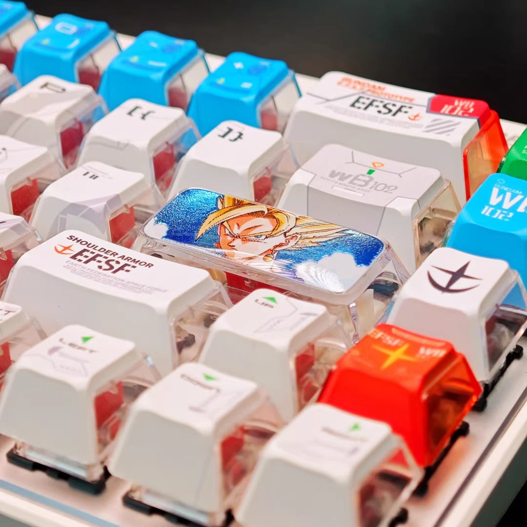 Dragon Ball Theme, Crystal Resin 2.25U Enter Key Son Goku/Frieza, Transparent Gilded Resin Personalized Keycaps, Anime Game Creative Customized Decorative Keycaps