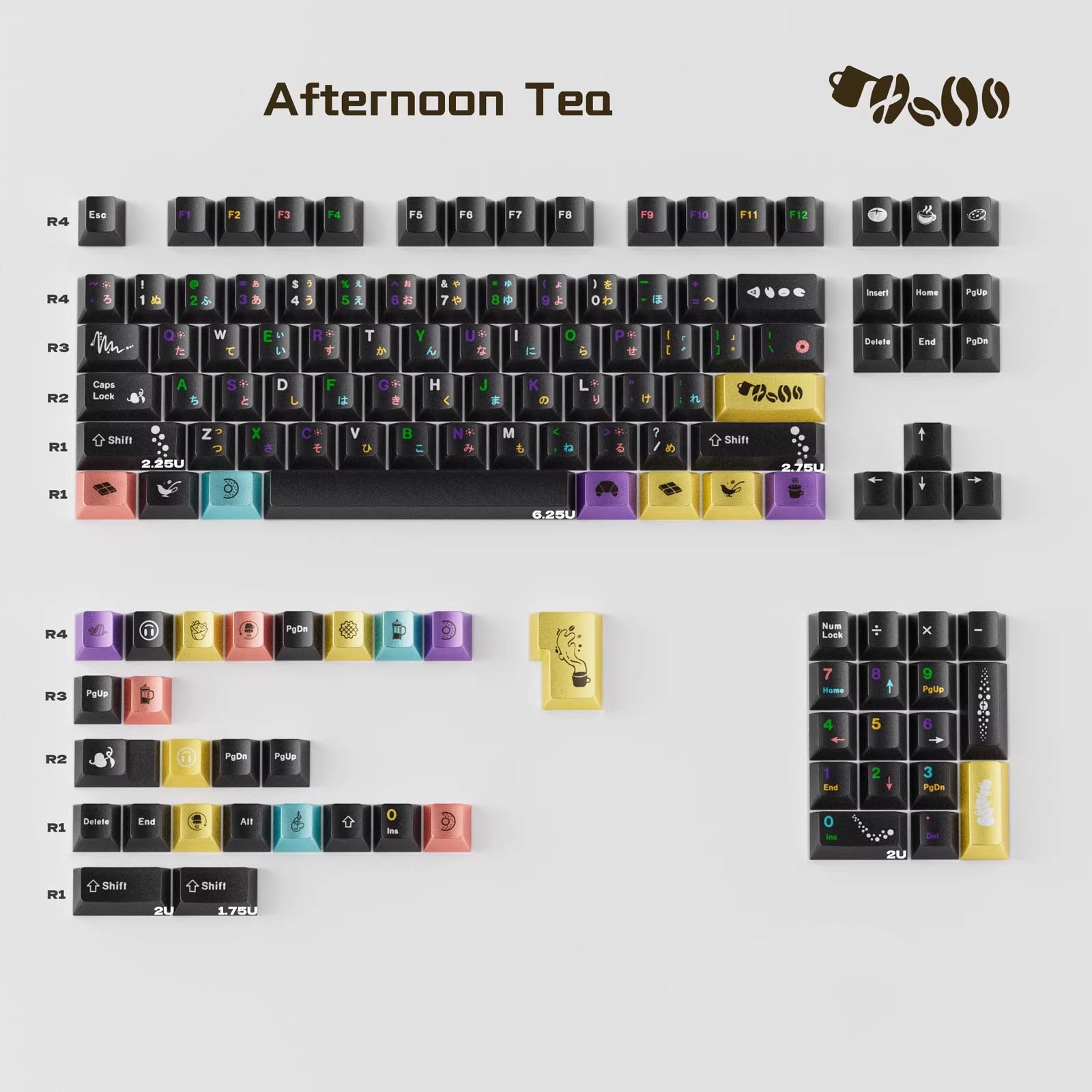 Afternoon Tea Series Keyboard Keycap Set, PBT Material Metallic Paint Texture, Mechanical Keyboard Decorative Keycap Set