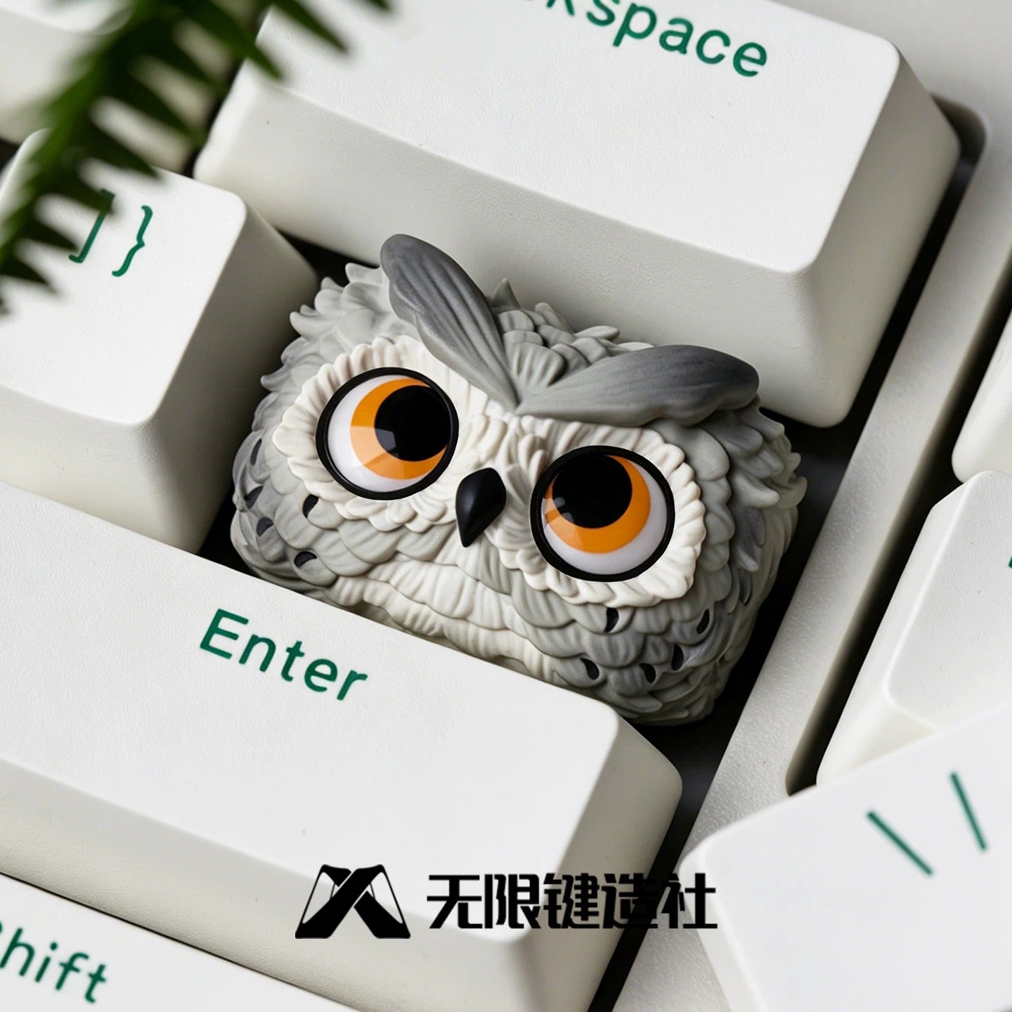 Owl shaped design personalized keycaps, 1.5U multi-color resin handmade art keycaps, mechanical keyboard decorative keycaps