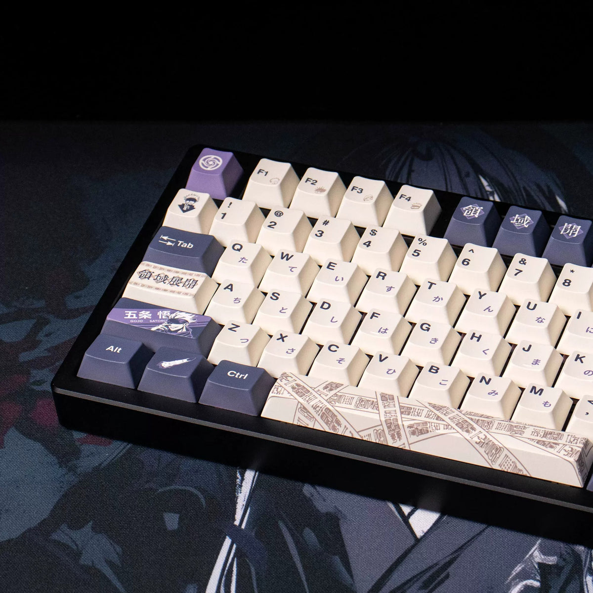 Jujutsu Kaisen, Gojo Satoru,PBT material, sublimation, Game anime Personalized keycap set, original factory height mechanical keyboard decorative keycap set,anime keycap set suitable for 61/64/68/75/84/87/104 Key Mechanical Keyboard